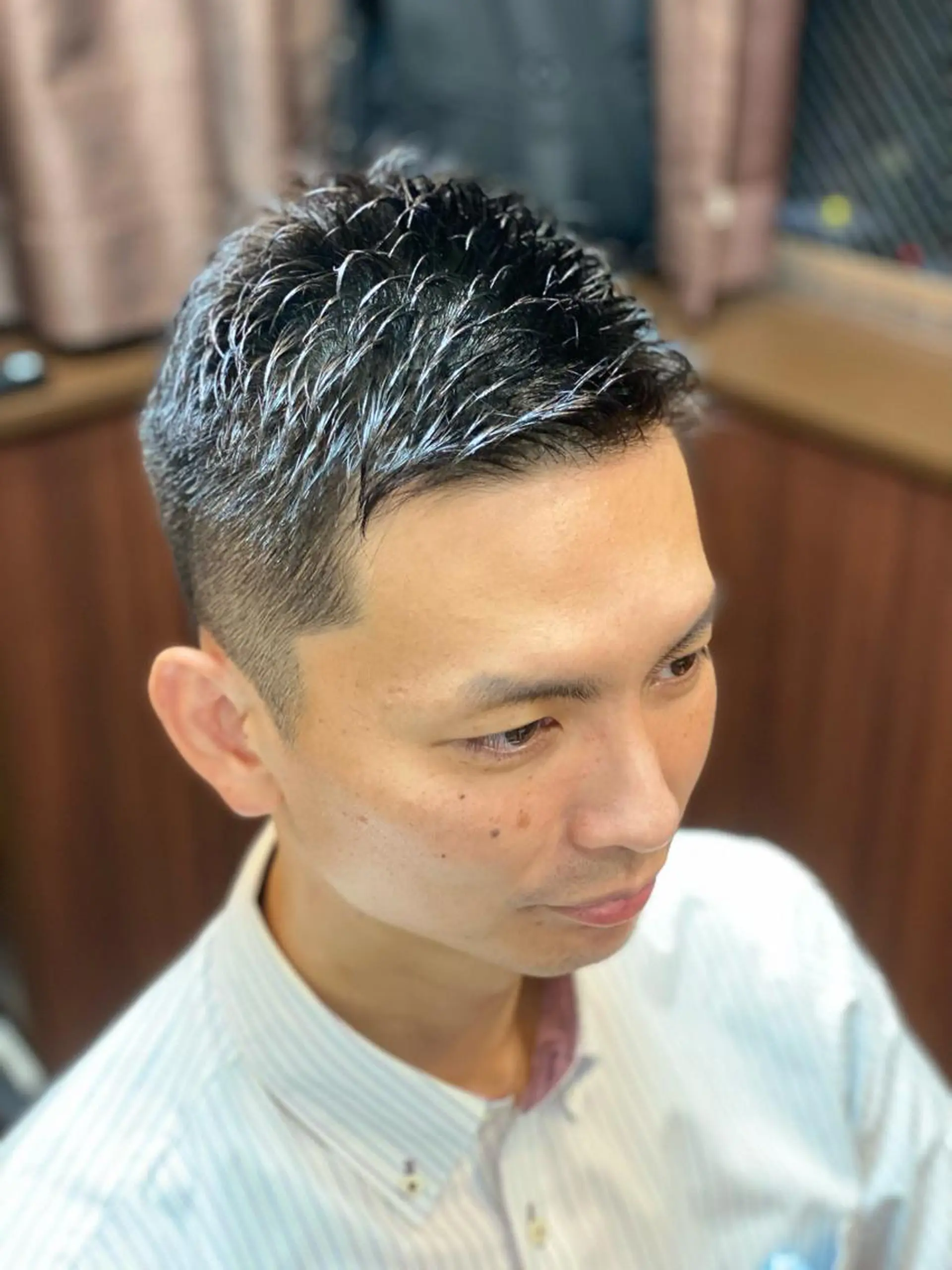 ショート カット メンズカットフェード パーマ/前山竜貴のヘアスタイル