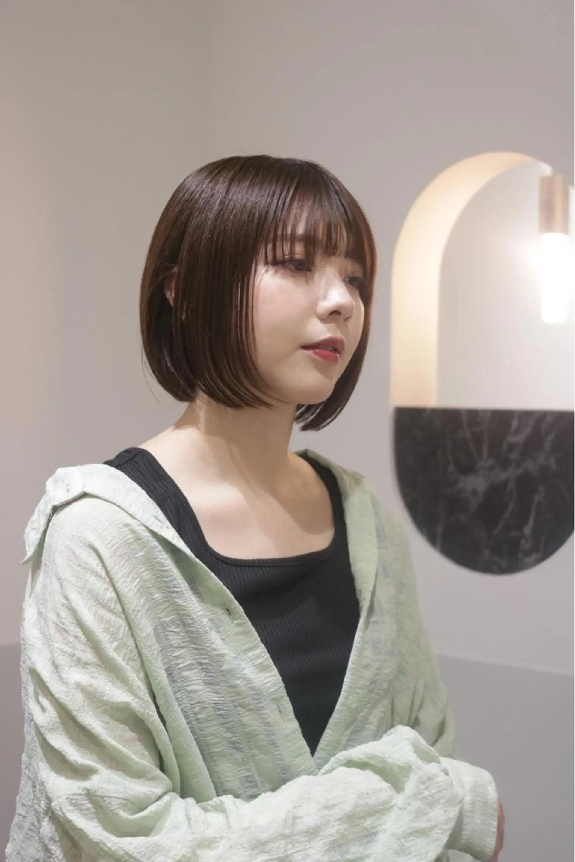 ショート カラー ヘアアレンジ アッシュ ベージュカラー ボブ カット salowin新宿三丁目店所属・🖤小顔ボブ/ウルフ レイヤー🖤山本諒のヘアスタイル