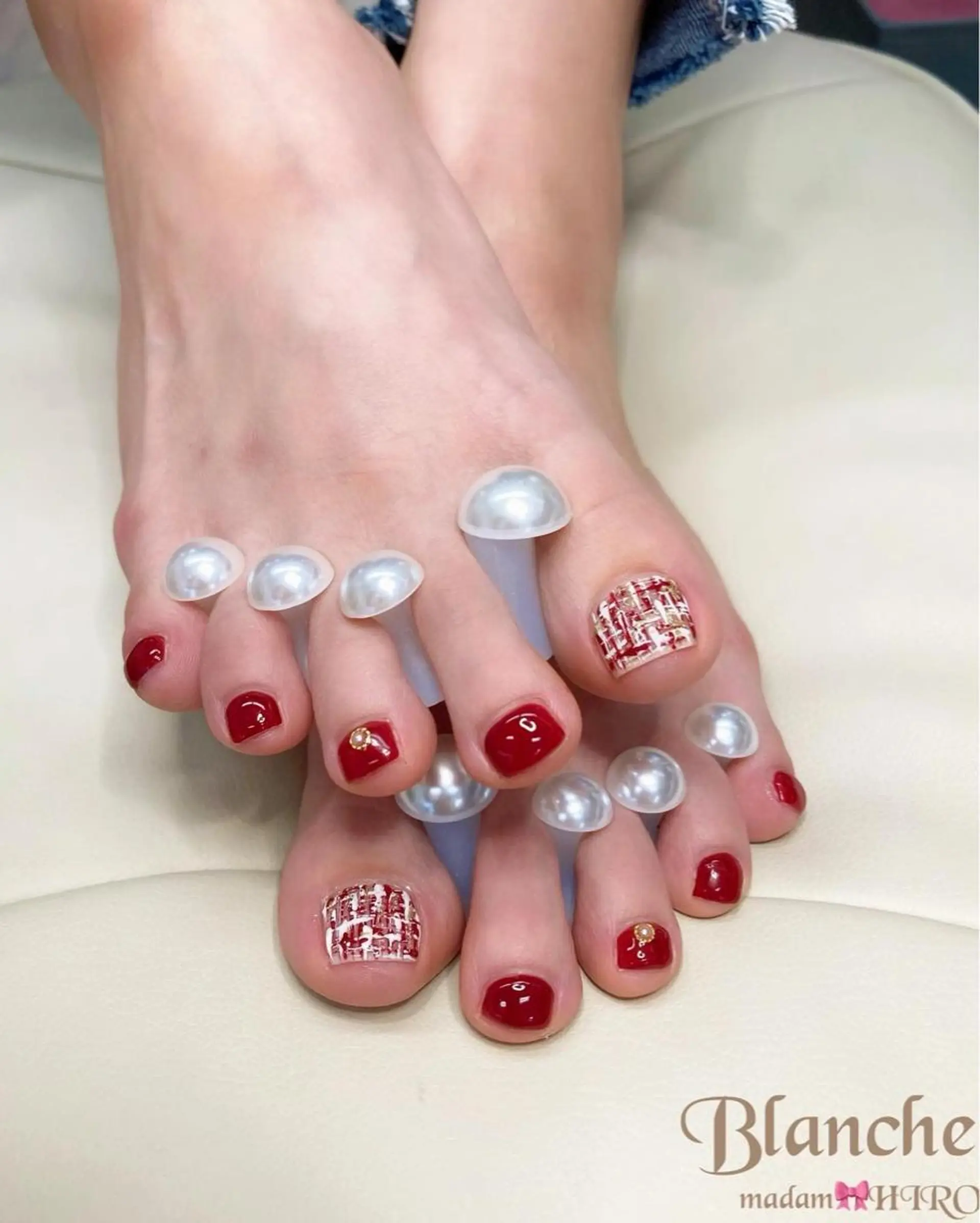 ネイル フットネイル 赤色 Lianネイル 寛子Lianのネイルデザイン