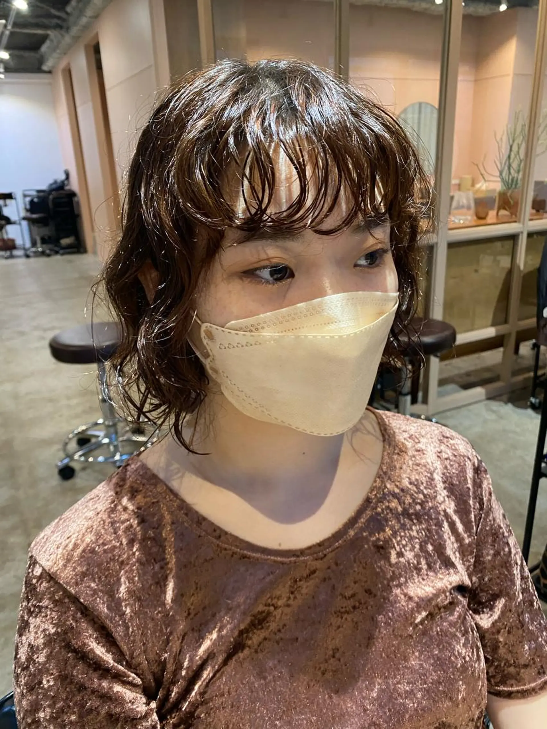 ミディアム カラー パーマ カット パーマ トリートメント Hayashi Shioriのヘアスタイル