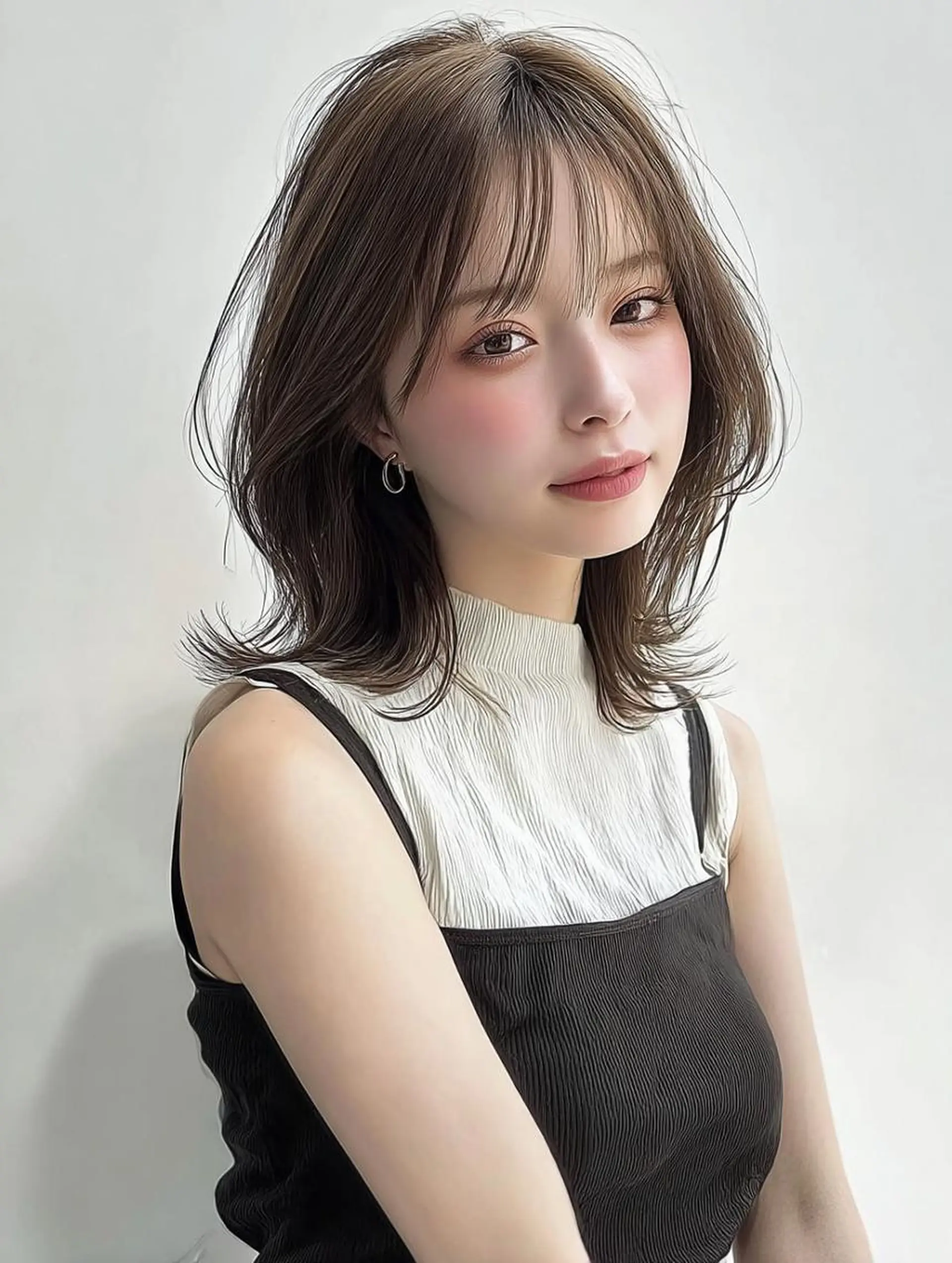 ミディアム 髪質改善 縮毛矯正 カット ヘアカラー 大久保 雪乃🌛のヘアスタイル