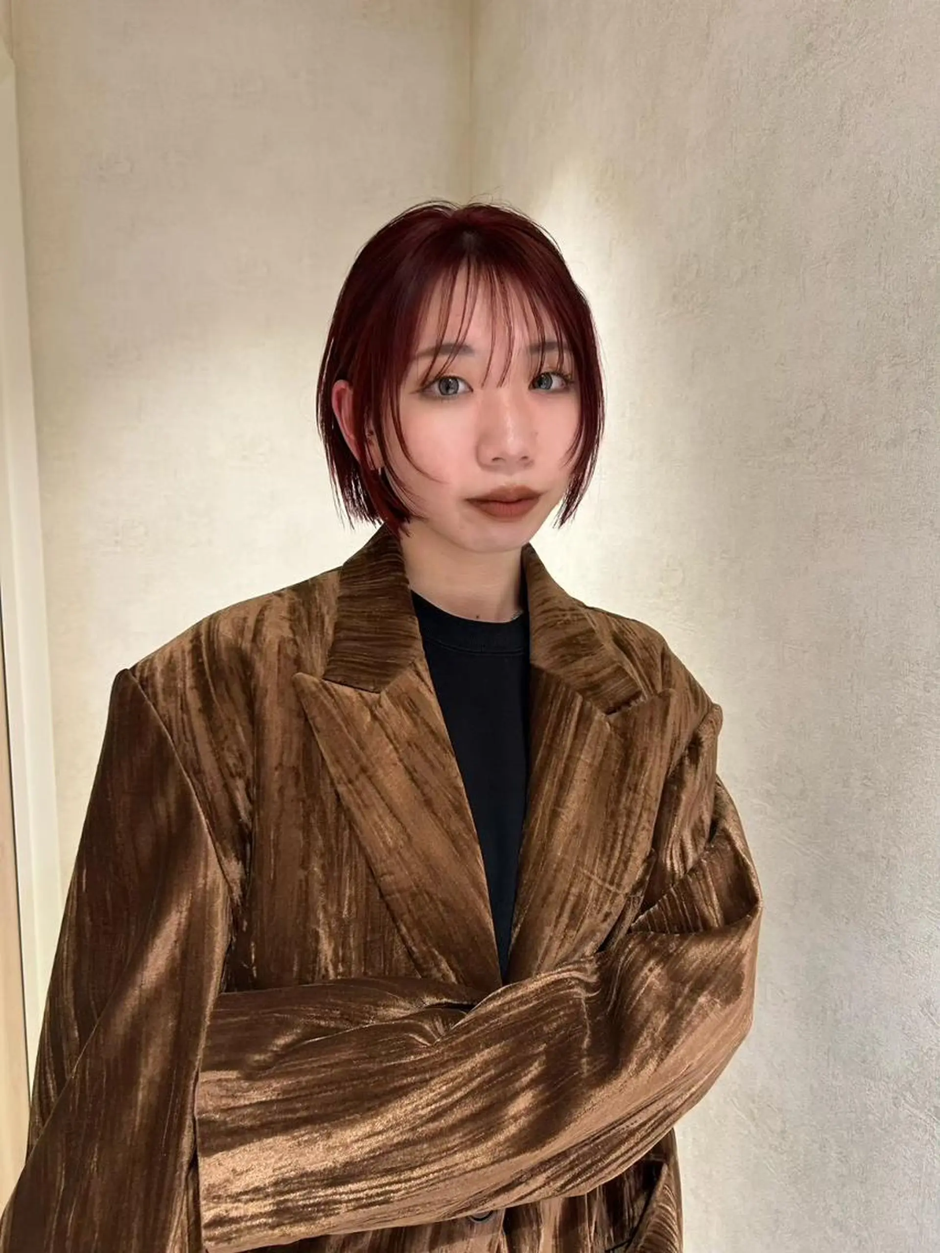 カラー ブリーチ ブリーチなしカラー レッドカラー ボブ カラー/レイヤー/ 髪質改善/PAAQのヘアスタイル