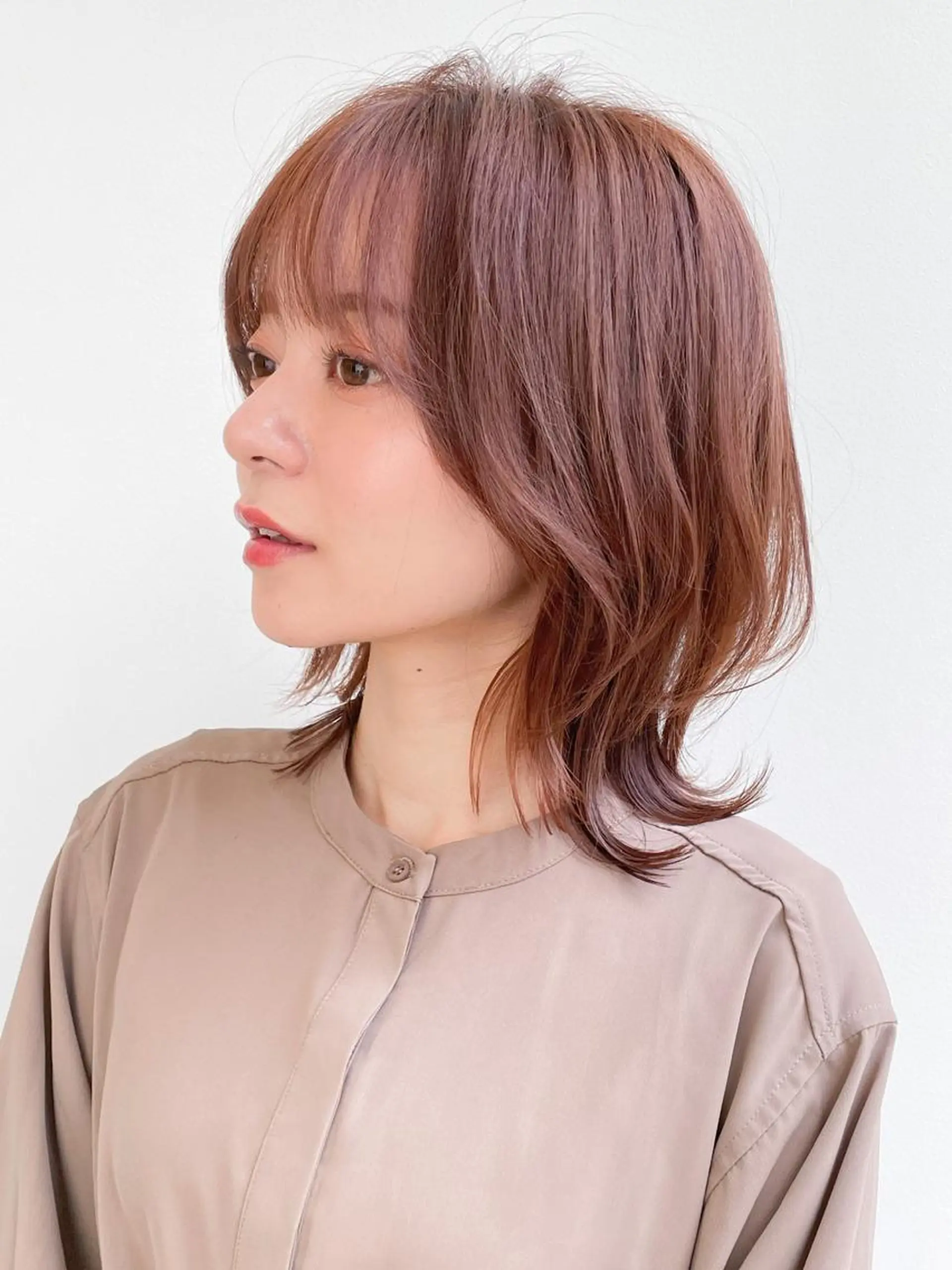 ミディアム ボブ くびれヘア レイヤーカット 小顔カット fifth天神/末廣 和也のヘアスタイル