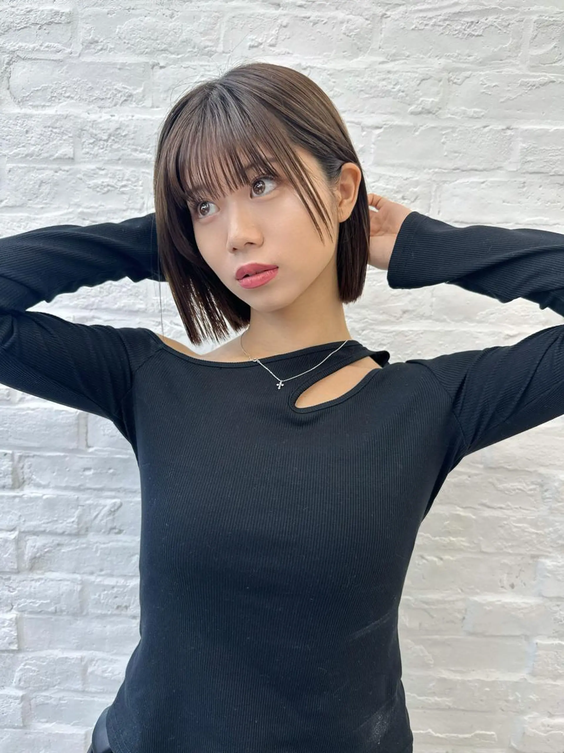 ミディアム 切りっぱなしボブ ショートボブ ボブ くびれヘア タンバルモリ カット ヘアカラー トリートメント 市原 大翼のヘアスタイル