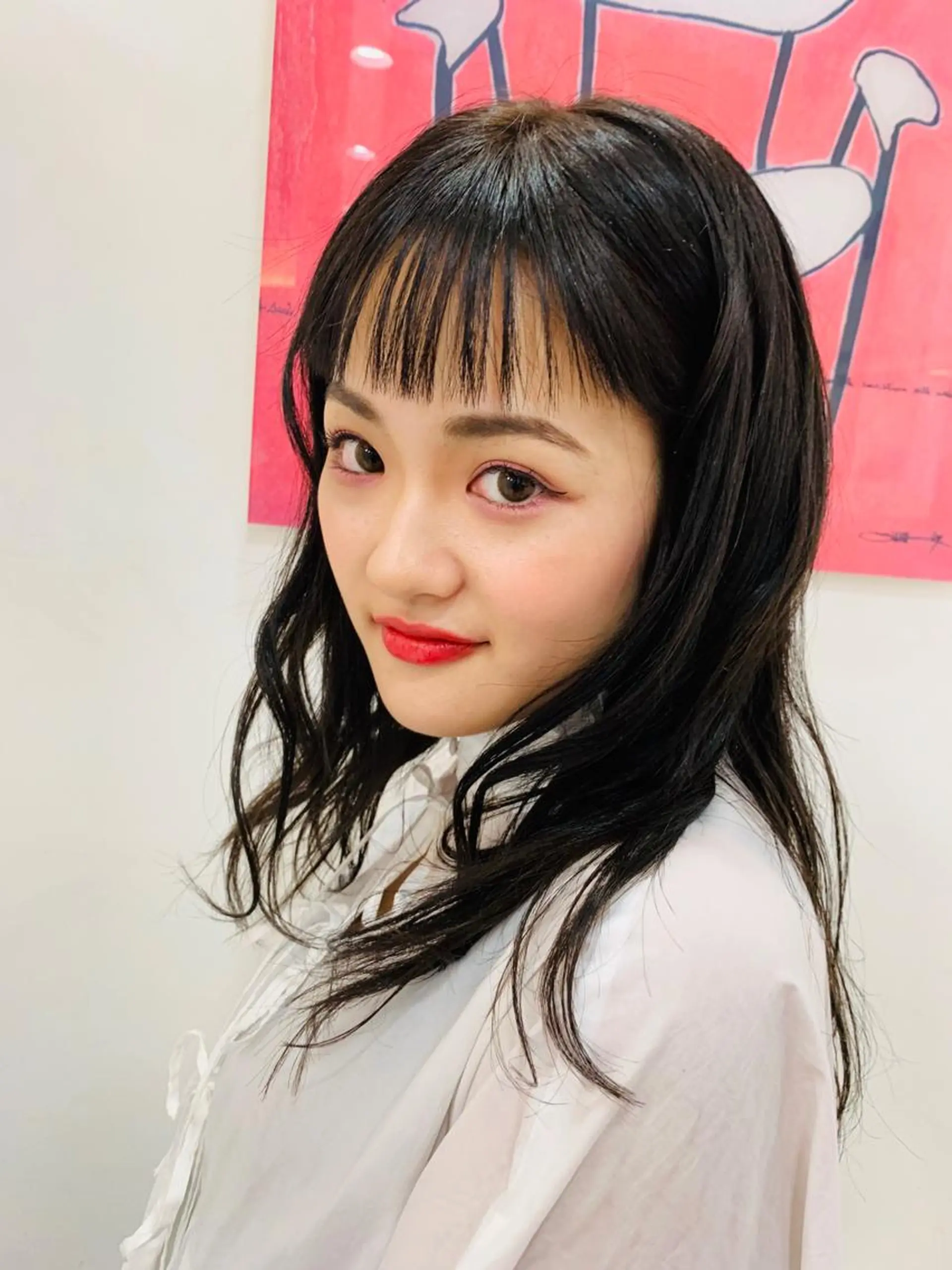 セミロング カラー パーマ セミロングパーマ 髪質改善/縮毛矯正 /ブリーチ矯正/岡部のヘアスタイル