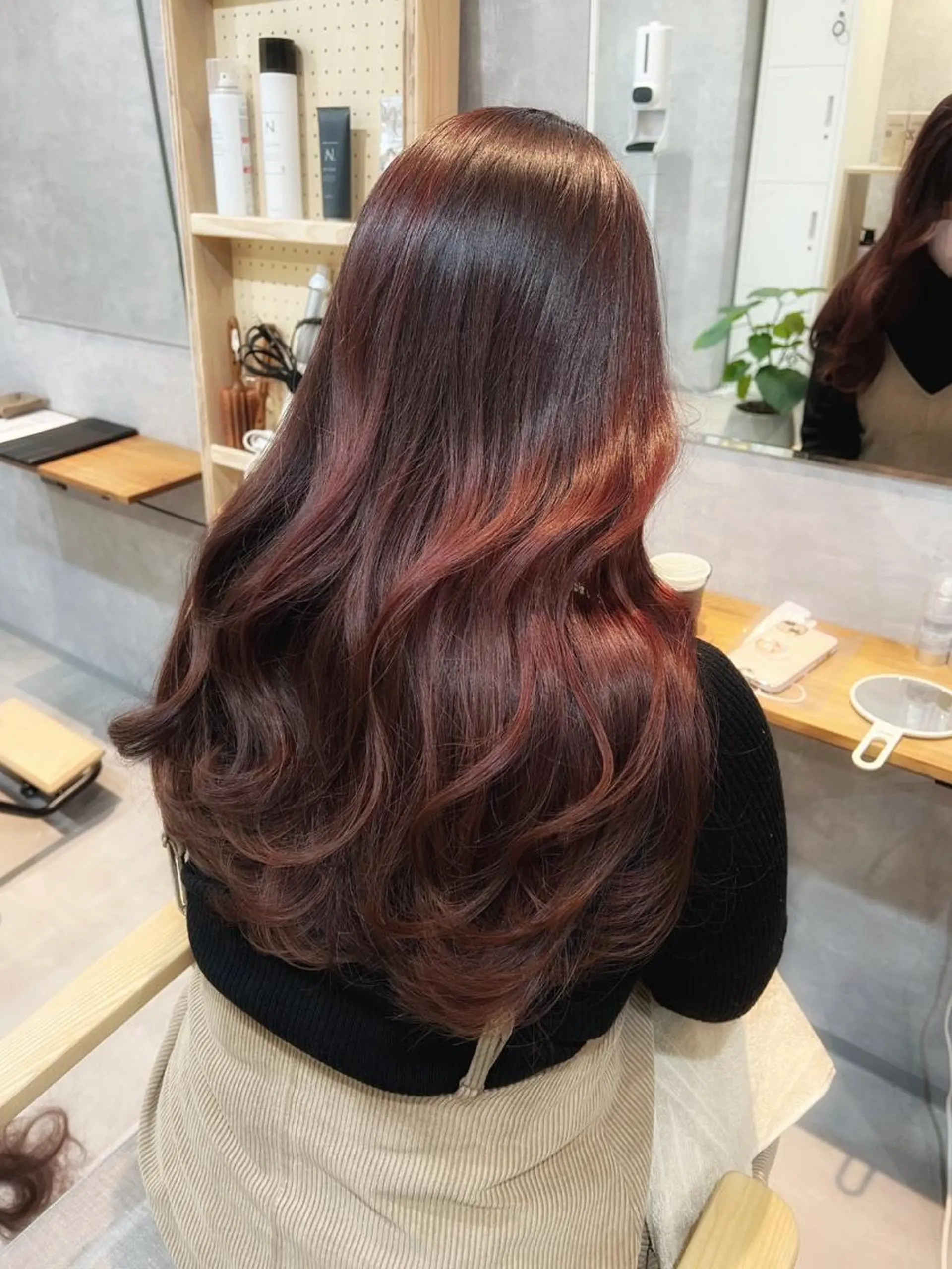 ロング カラー ブラウンカラー ピンクカラー ピンクブラウン 髪質改善 トリートメント 中村 ひなたのヘアスタイル