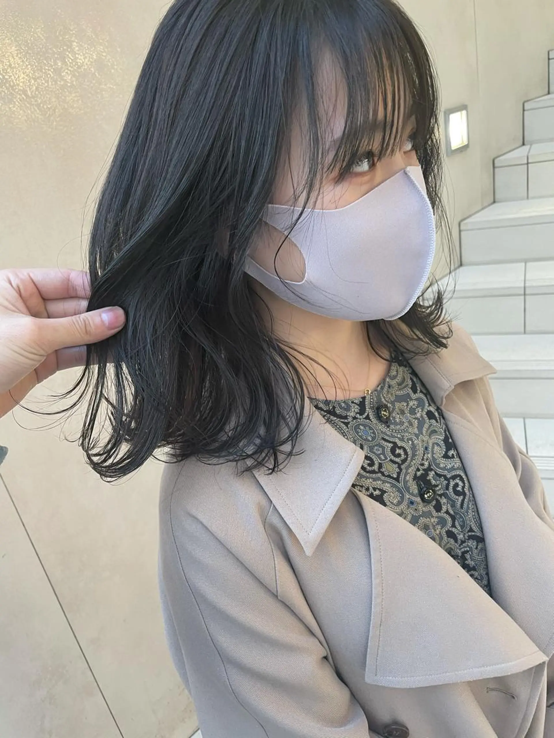 ショート カラー ブルーカラー ブルーグレー ケアブリーチ/ エクステ/レイヤーのヘアスタイル