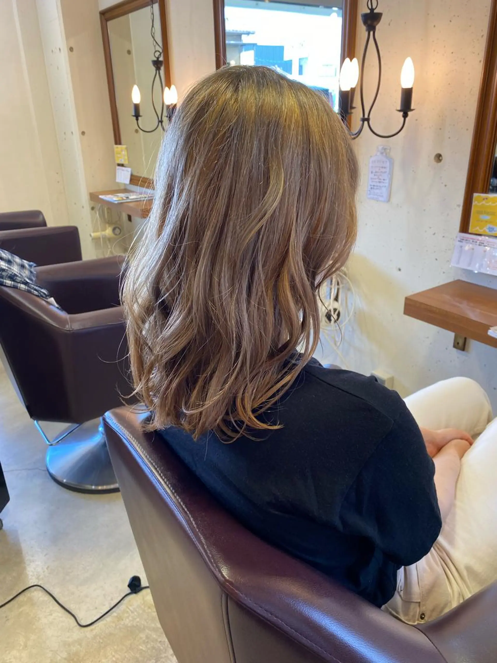 セミロング カラー ヘアアレンジ グレージュ カット ヘアカラー SALOWIN京都河原町Suite店所属・外国人風レイヤー/ ハイトーンSHUのヘアスタイル