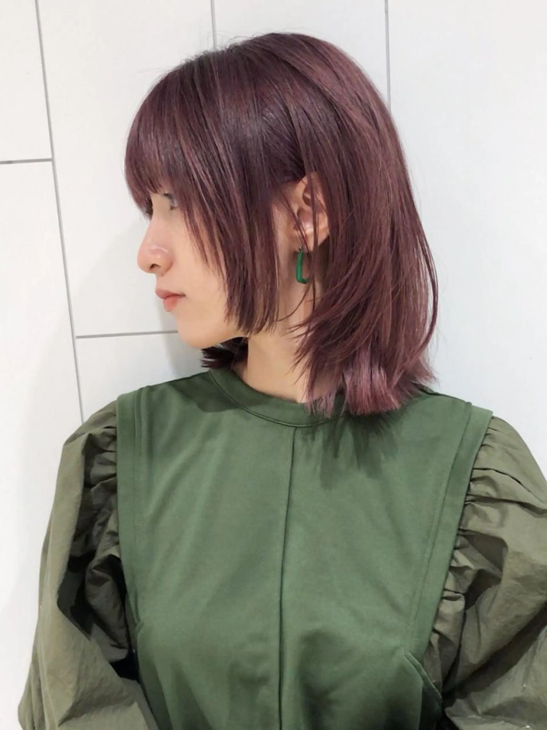 ミディアム カラー パーマ ヘアアレンジ ラベンダーカラー ボブ ウルフカット ウルフボブ ITbyALBUM 八王子店のヘアスタイル