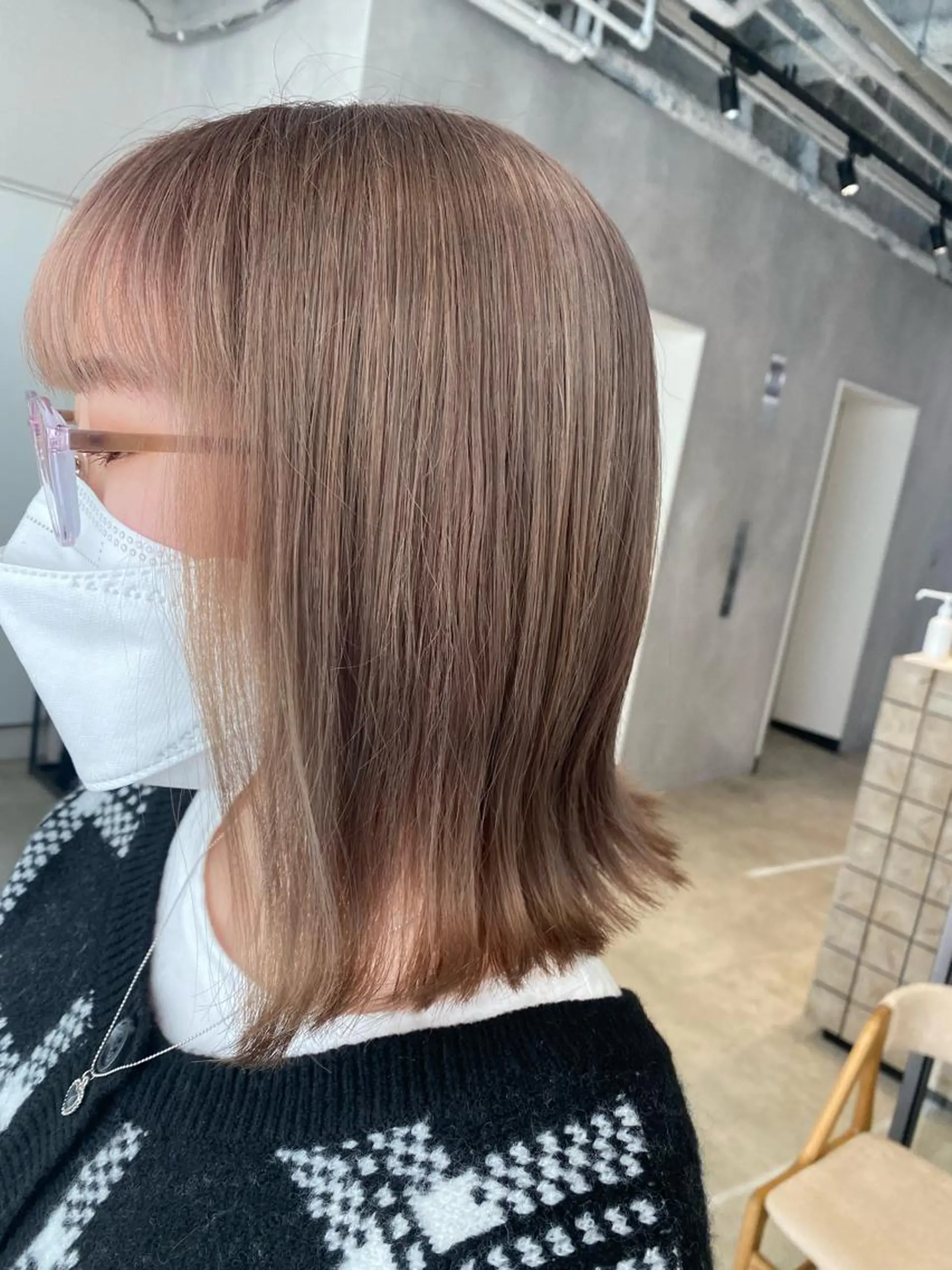 ショート カラー ベージュカラー カット ヘアカラー トリートメント ピンク/ベージュ /似合わせ/田島百華のヘアスタイル