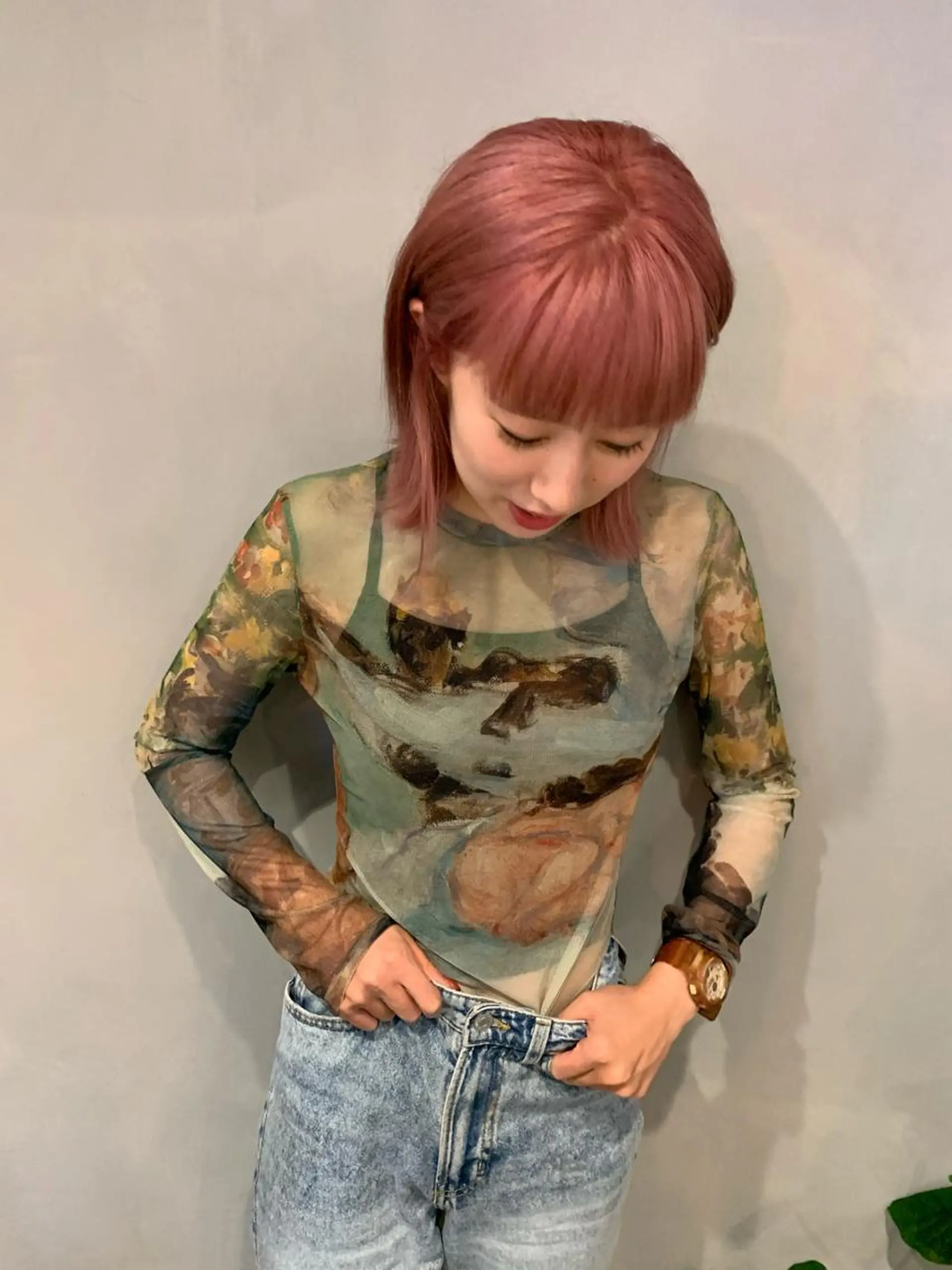 ミディアム カラー 美髪・シールエクステ ホソタニリョウコのヘアスタイル