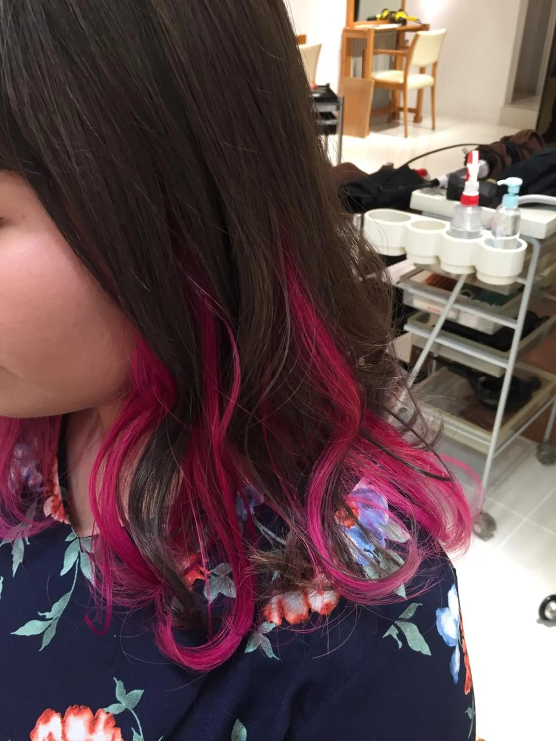 ミディアム カラー ピンクカラー モテ髪透明感❤️ デイズヘアカラーのヘアスタイル