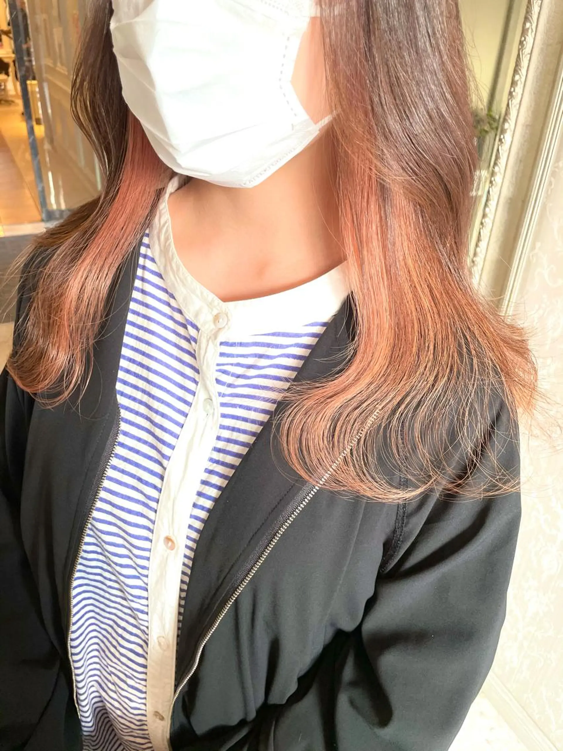 ロング カラー ベージュカラー インナーカラー ピンクカラー ピンクベージュ カット ヘアカラー トリートメント hair  studio A.R.S所属・烏丸/艶髪/レイヤー /韓国風/廣瀬尚輝のヘアスタイル