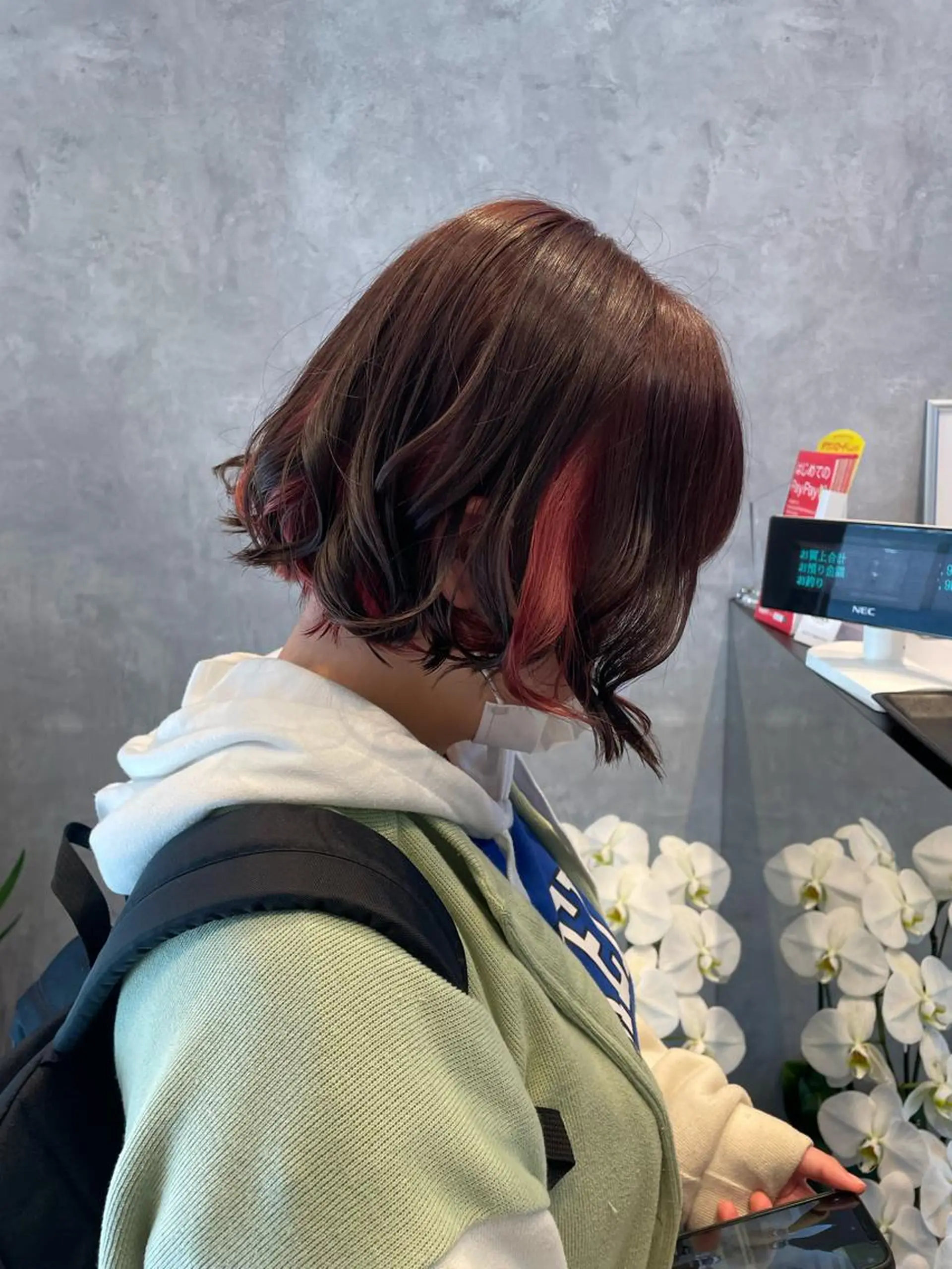 ミディアム カラー ブリーチ ブラウンカラー インナーカラー ピンクカラー ピンクブラウン _WHITE 天神店 YUMEKA🐻のヘアスタイル