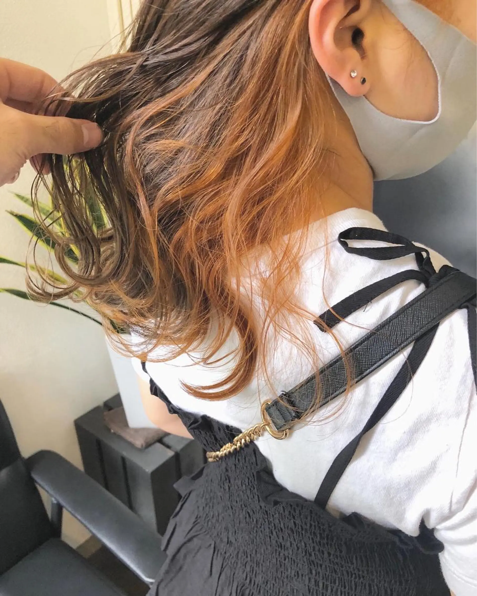 セミロング カラー オレンジ ヘアカラー トリートメント GiseL天神カラー 髪質改善/ブリーチのヘアスタイル