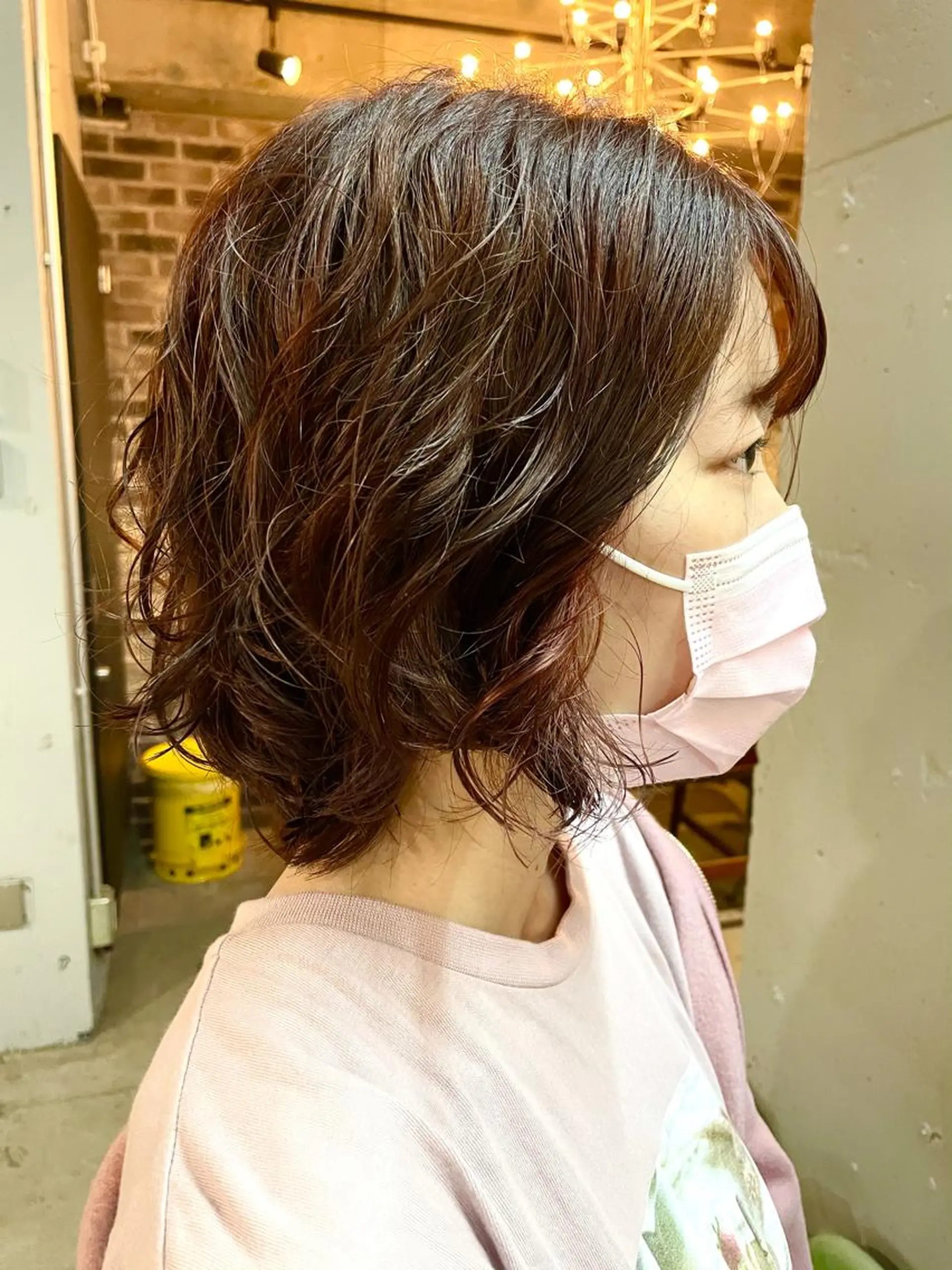 ミディアム カラー パーマ イヤリングカラー 🍀アレンジ簡単ヘア ☘️石田万里奈🍀のヘアスタイル