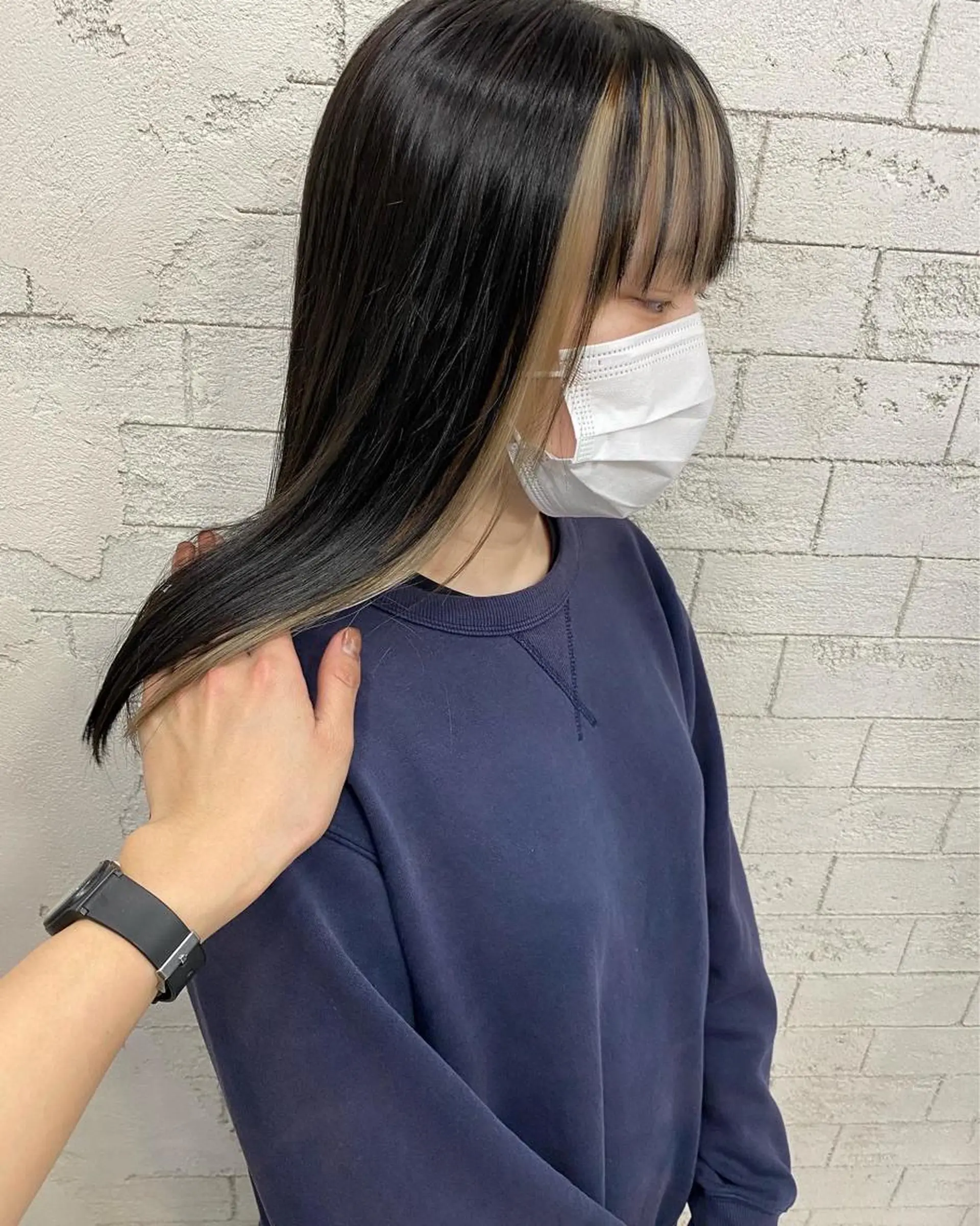 ロング カラー ミストバング ベージュカラー  フェイスフレーミング ホワイトベージュ ホワイト/店長/カラ ー講師/錦糸町/岩崎のヘアスタイル