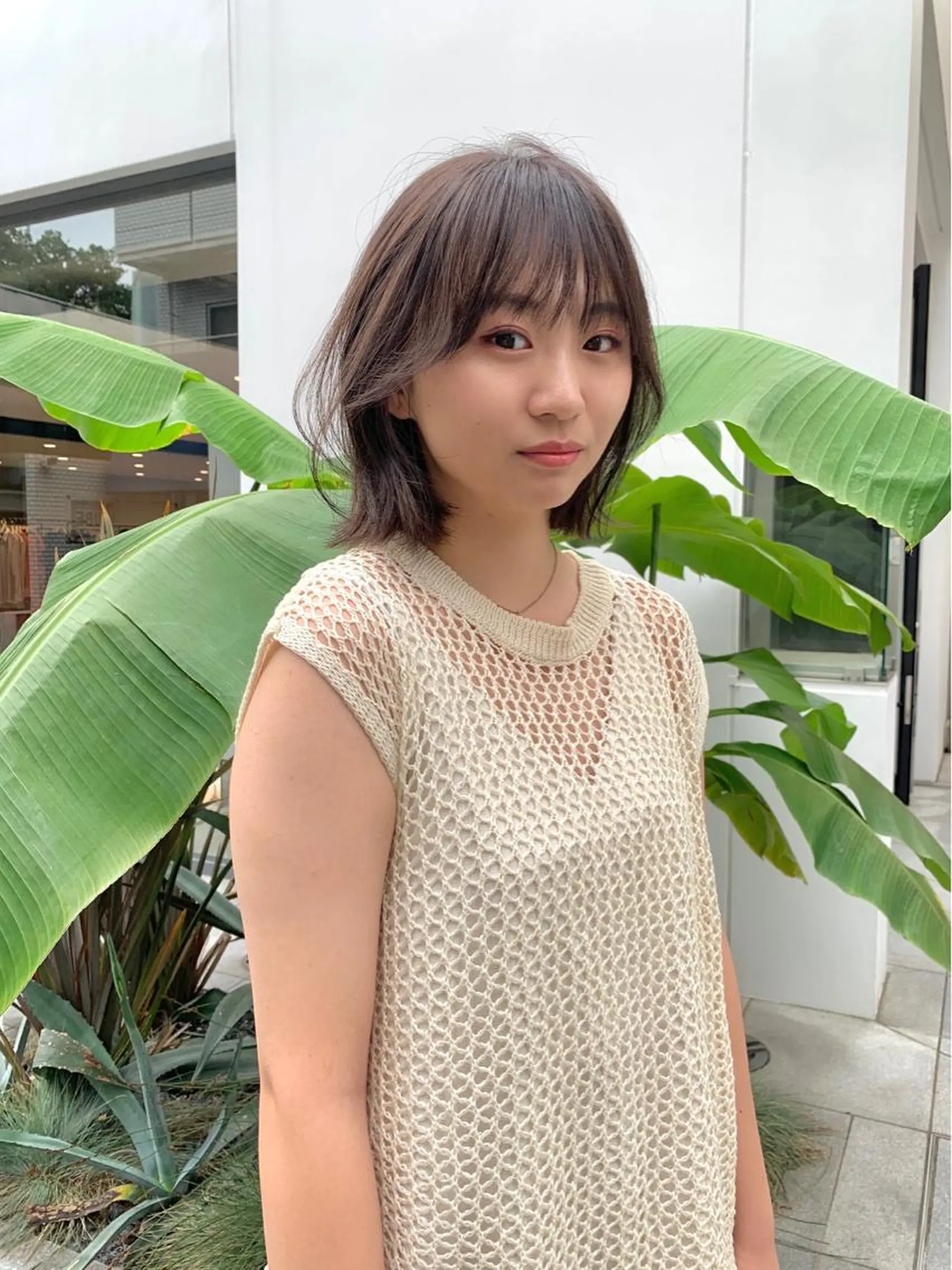 ショート カラー ボブレイヤー アッシュ アッシュブラウン ブラウンカラー ボブ カット ヘアカラー トリートメント ヘッドスパ ヘアセット 柔らかブラウン/顔周 りレイヤー♡ユウシのヘアスタイル