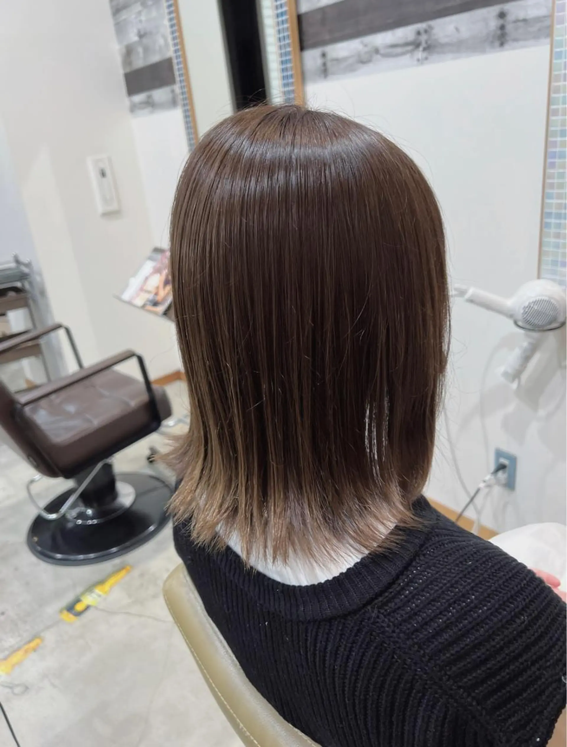 ミディアム カラー ヘアアレンジ キッズ 切りっぱなしボブ バレイヤージュ ベージュカラー ブリーチ ケアブリーチ カット ヘアカラー トリートメント 五反田　美容院☆張 明星☆韓国ヘアのヘアスタイル