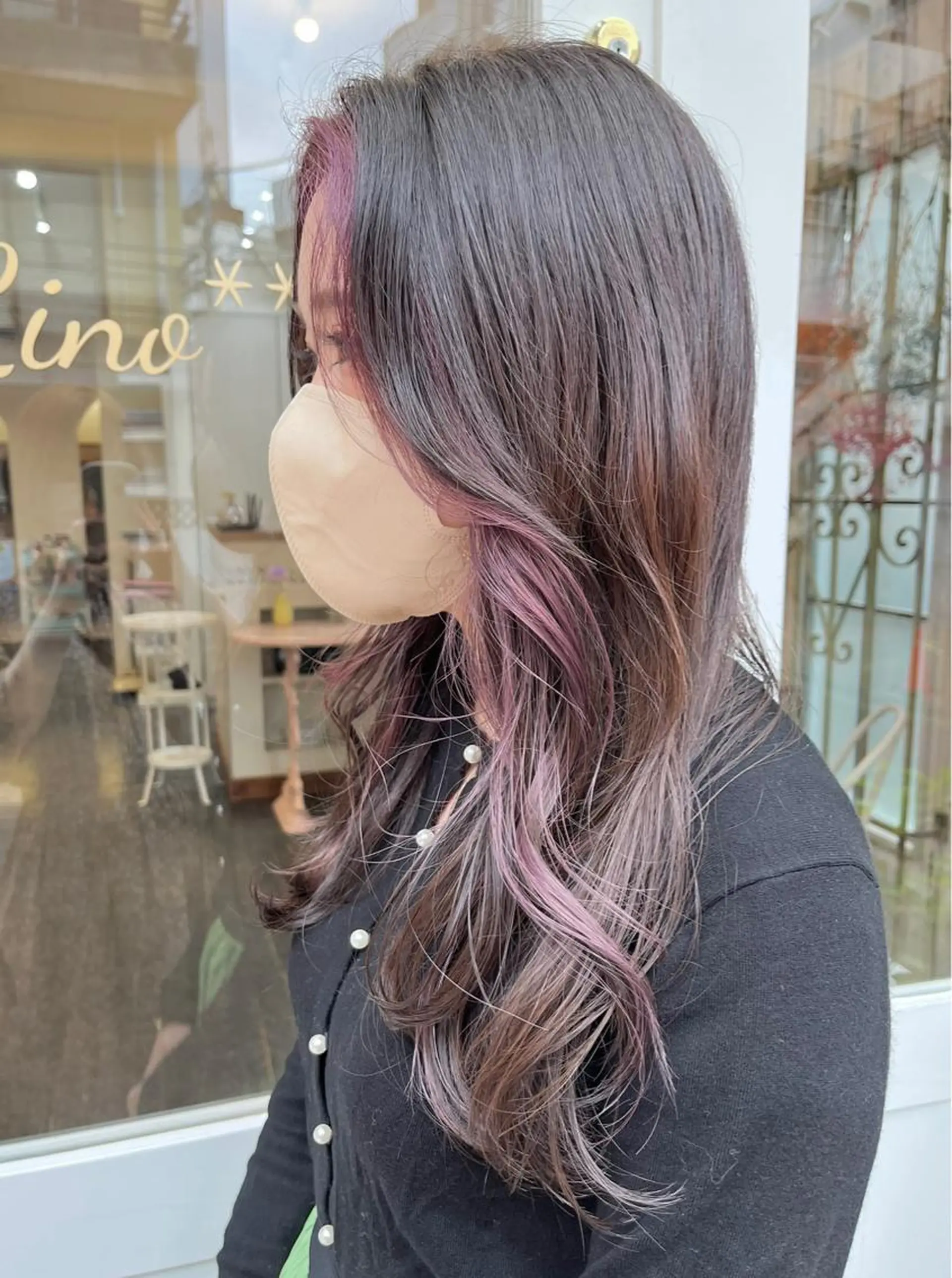 セミロング カラー ミストバング  フェイスフレーミング グレージュ ラベンダーカラー ラベンダーピンク 髪質改善カラー☆ ヘアアレンジmiyuのヘアスタイル