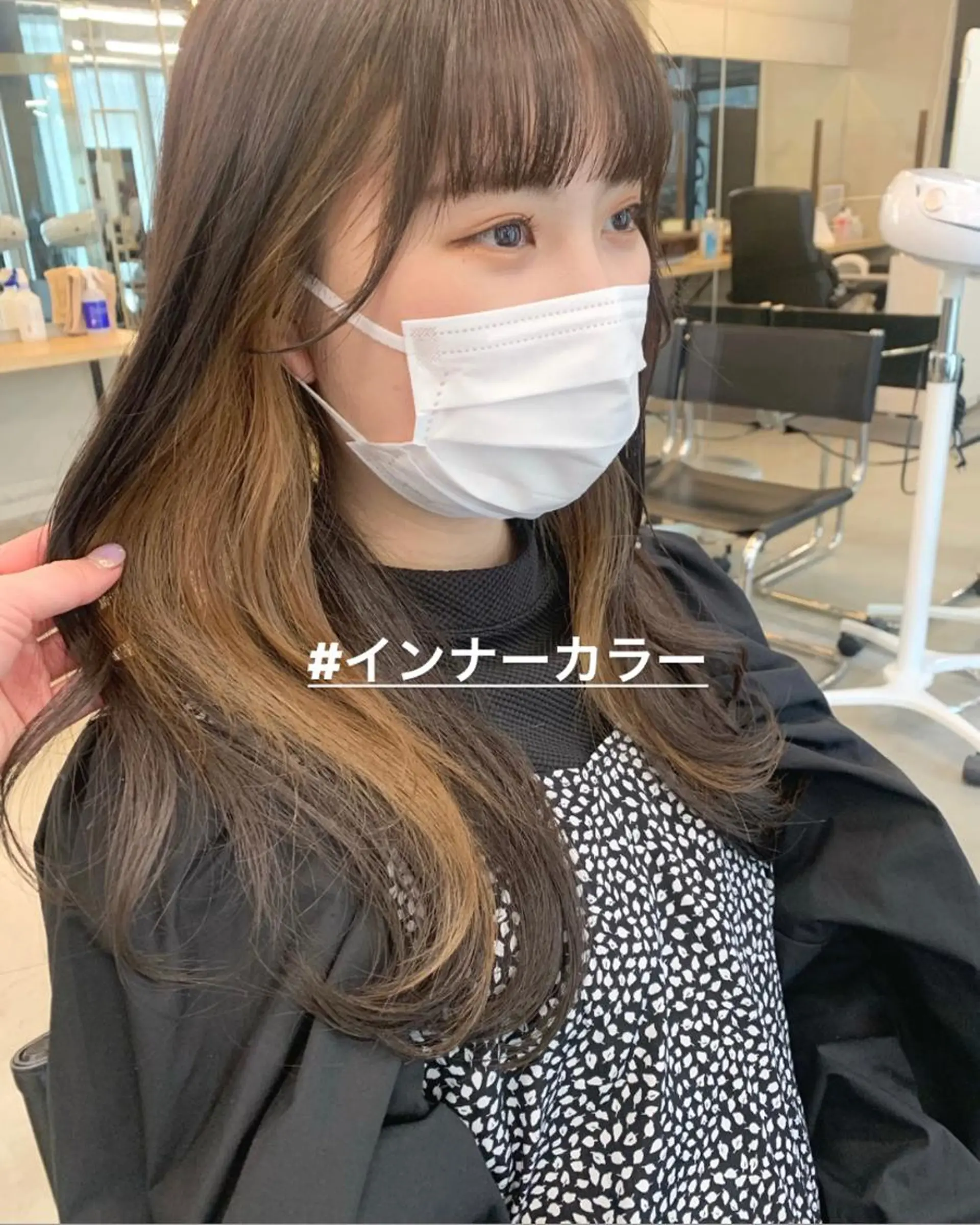 ミディアム カラー 透明感/オリーブ/ グレージュ/YUKAのヘアスタイル