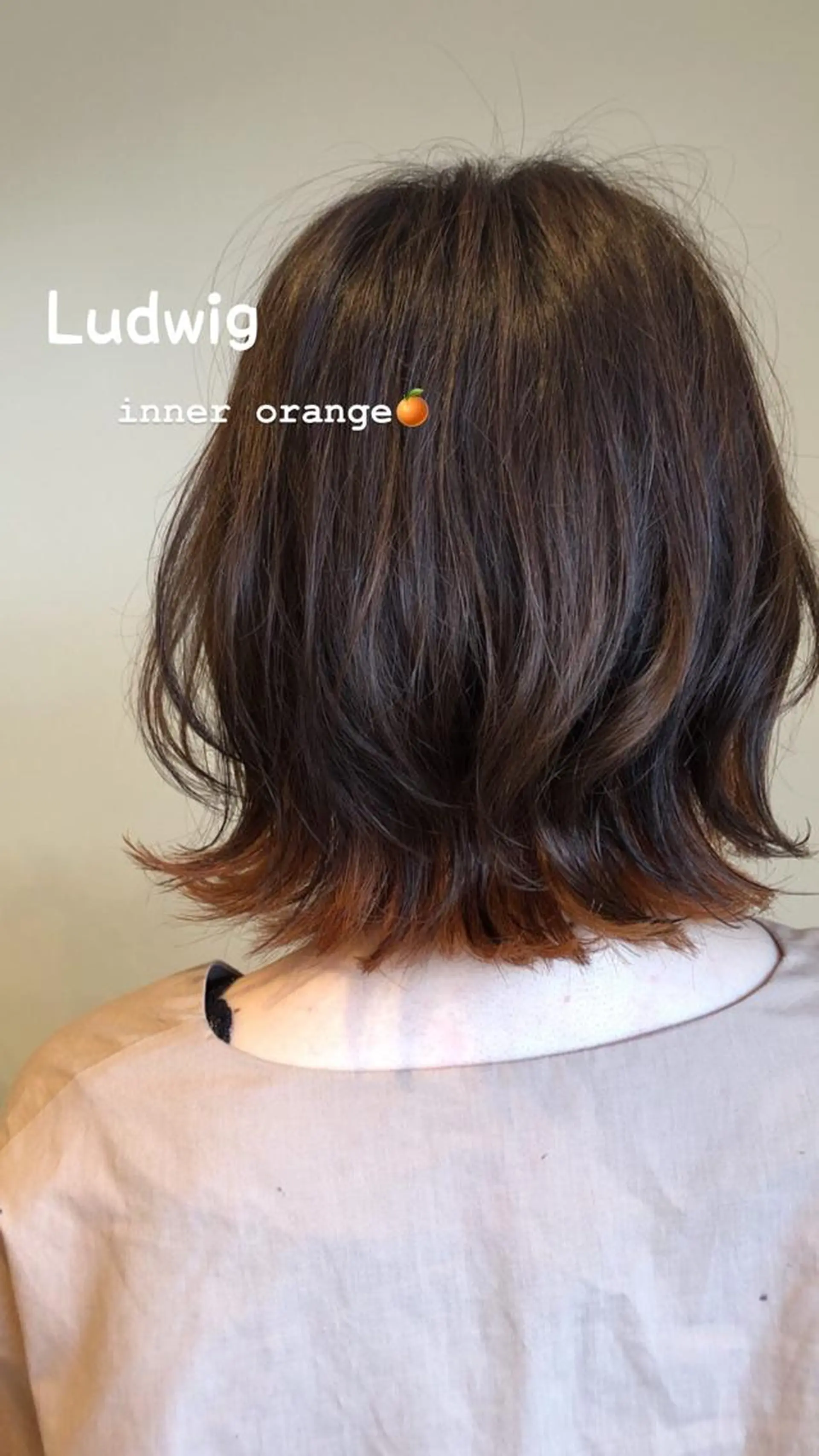 ミディアム カラー ヘアアレンジ オレンジ カット ヘアカラー 永井 亜実のヘアスタイル