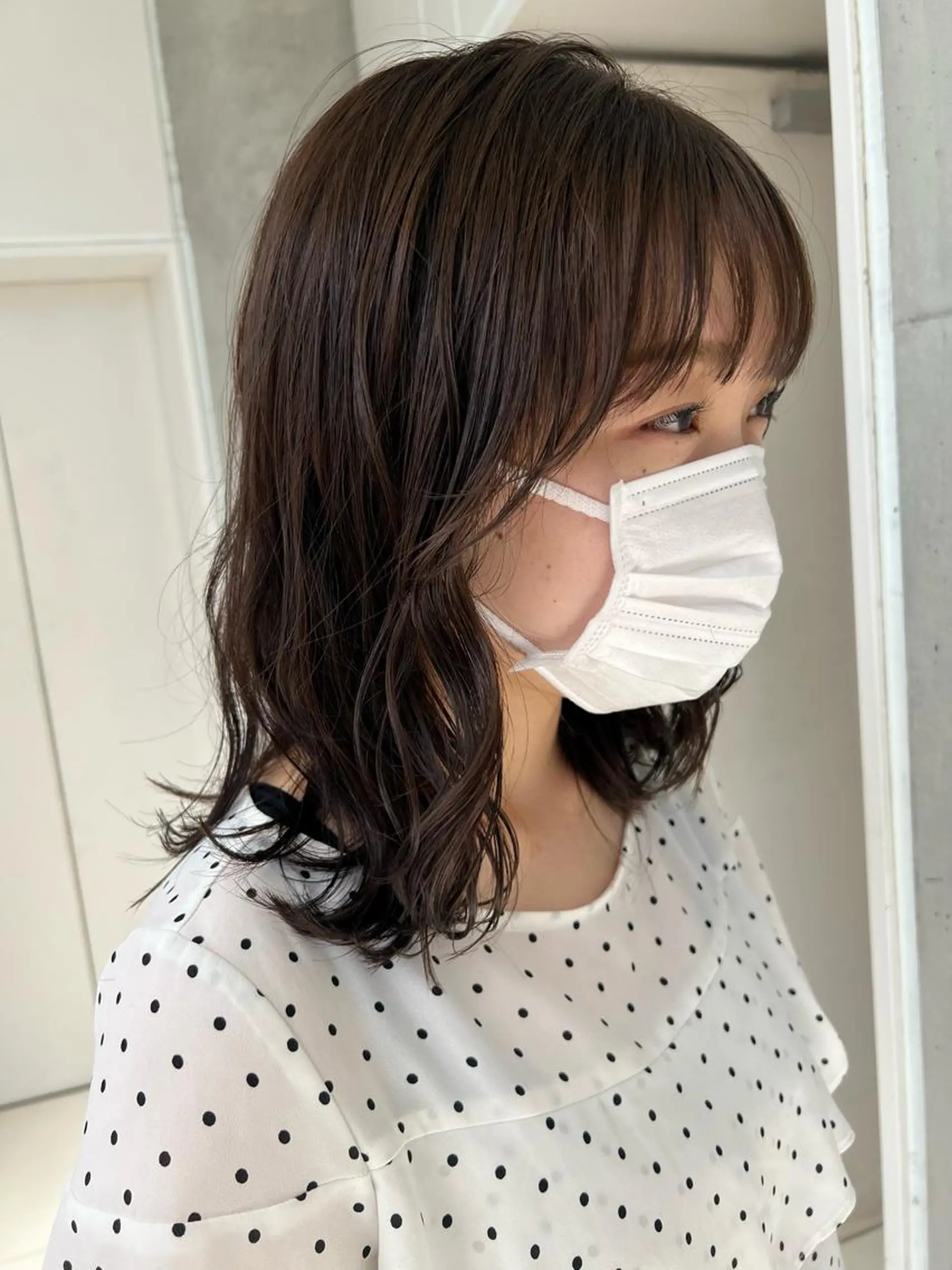 ミディアム カラー ベージュカラー ブラウンカラー ブラウンベージュ 小顔カット ヘアカラー トリートメント "小顔カット" Fuko.のヘアスタイル