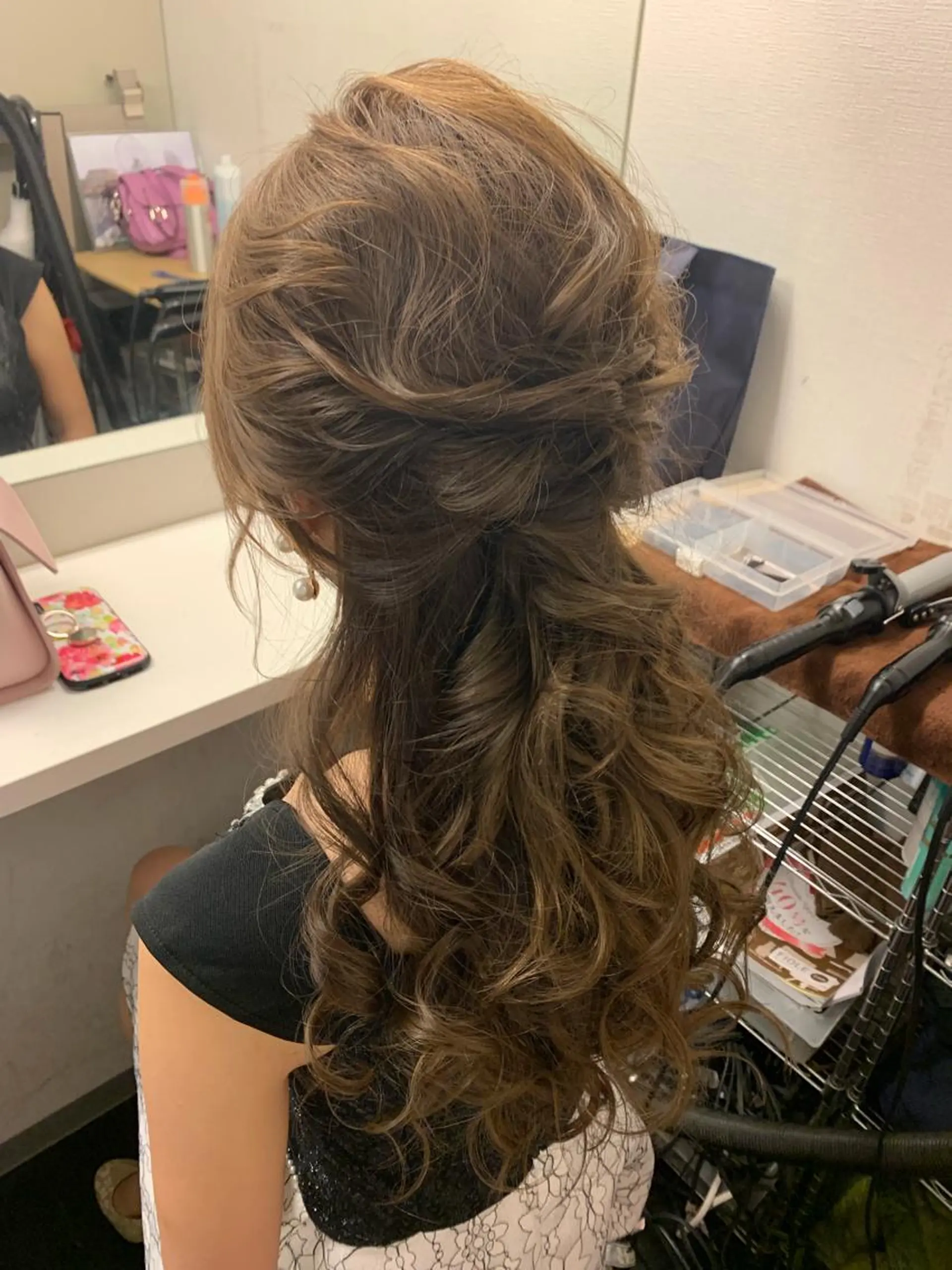 セミロング カラー ヘアアレンジ ハーフアップ ヘアセット Aloa透明感ヘア ♡kanami♡のヘアスタイル