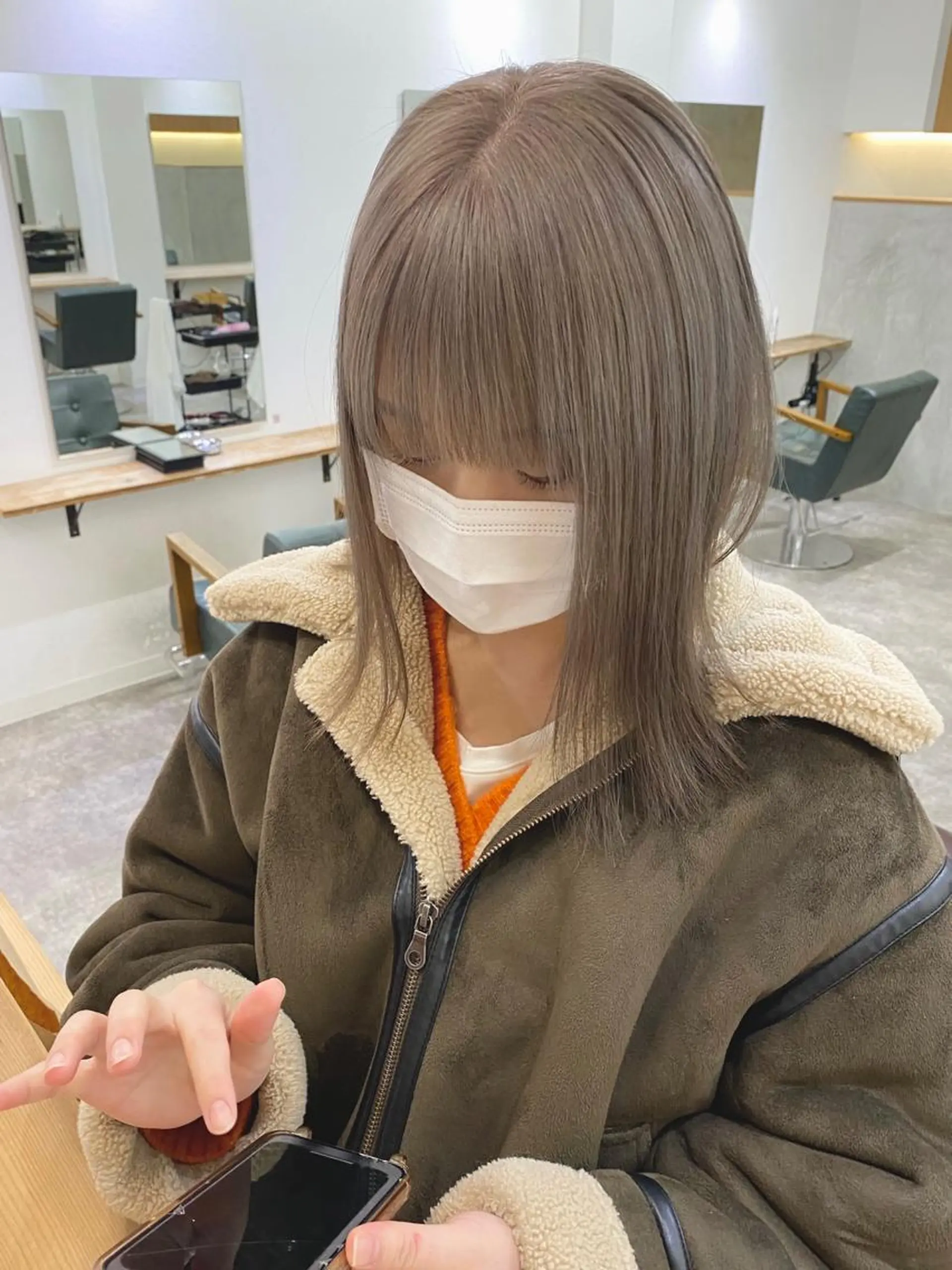 ミディアム カラー グレージュ ヘアカラー 森貴裕/ベージュ/ パーマ/オリーブのヘアスタイル