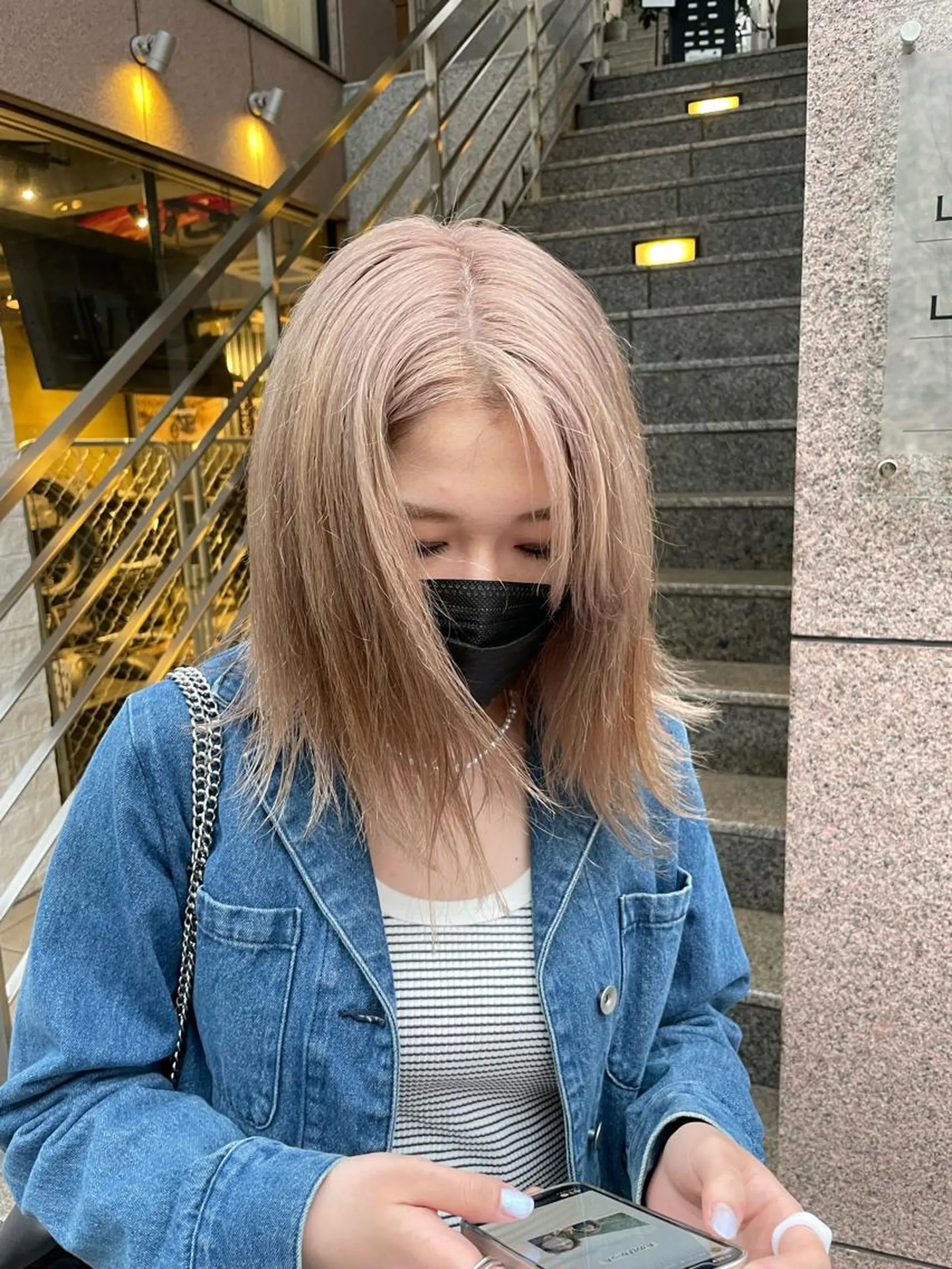 セミロング カラー ヘアアレンジ 小顔レイヤー×コンパ クトボブ/林隆平のヘアスタイル