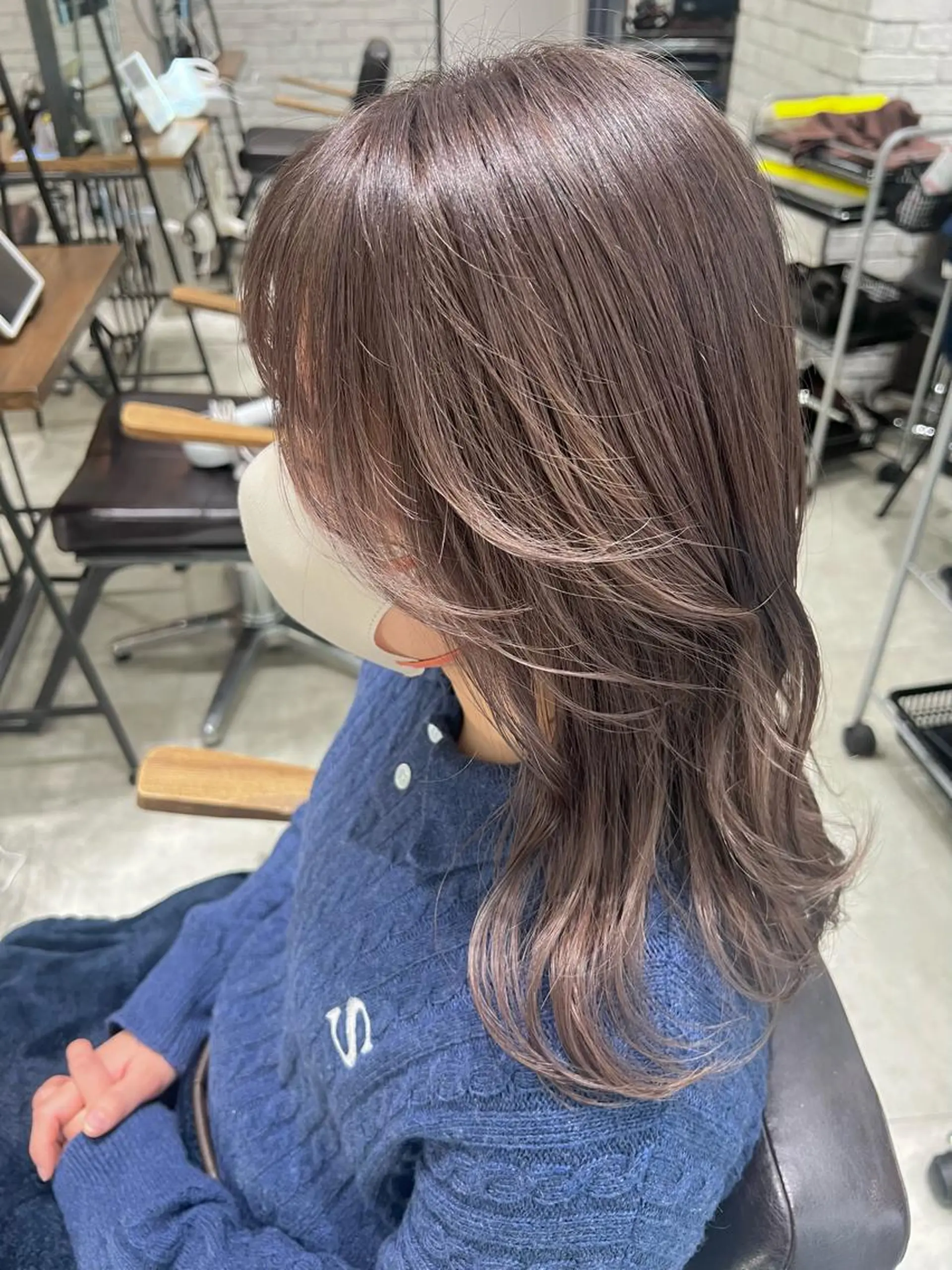 セミロング カラー ブリーチ グレージュ カット ヘアカラー トリートメント 🌿ニュアンス/髪質 改善🌿Fukudaのヘアスタイル