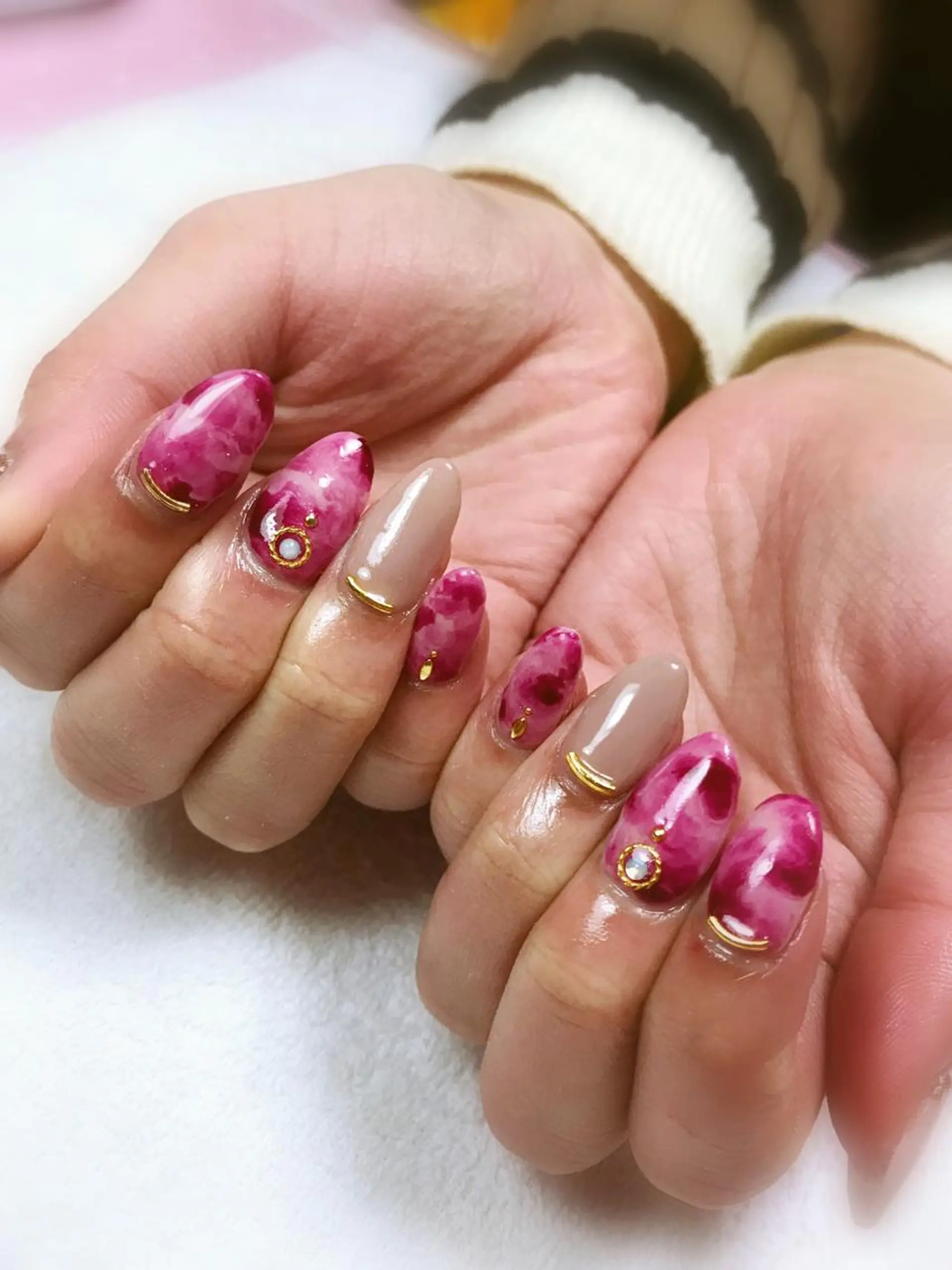 ネイル 大理石ネイル(マーブル) ピンク Era nailのネイルデザイン