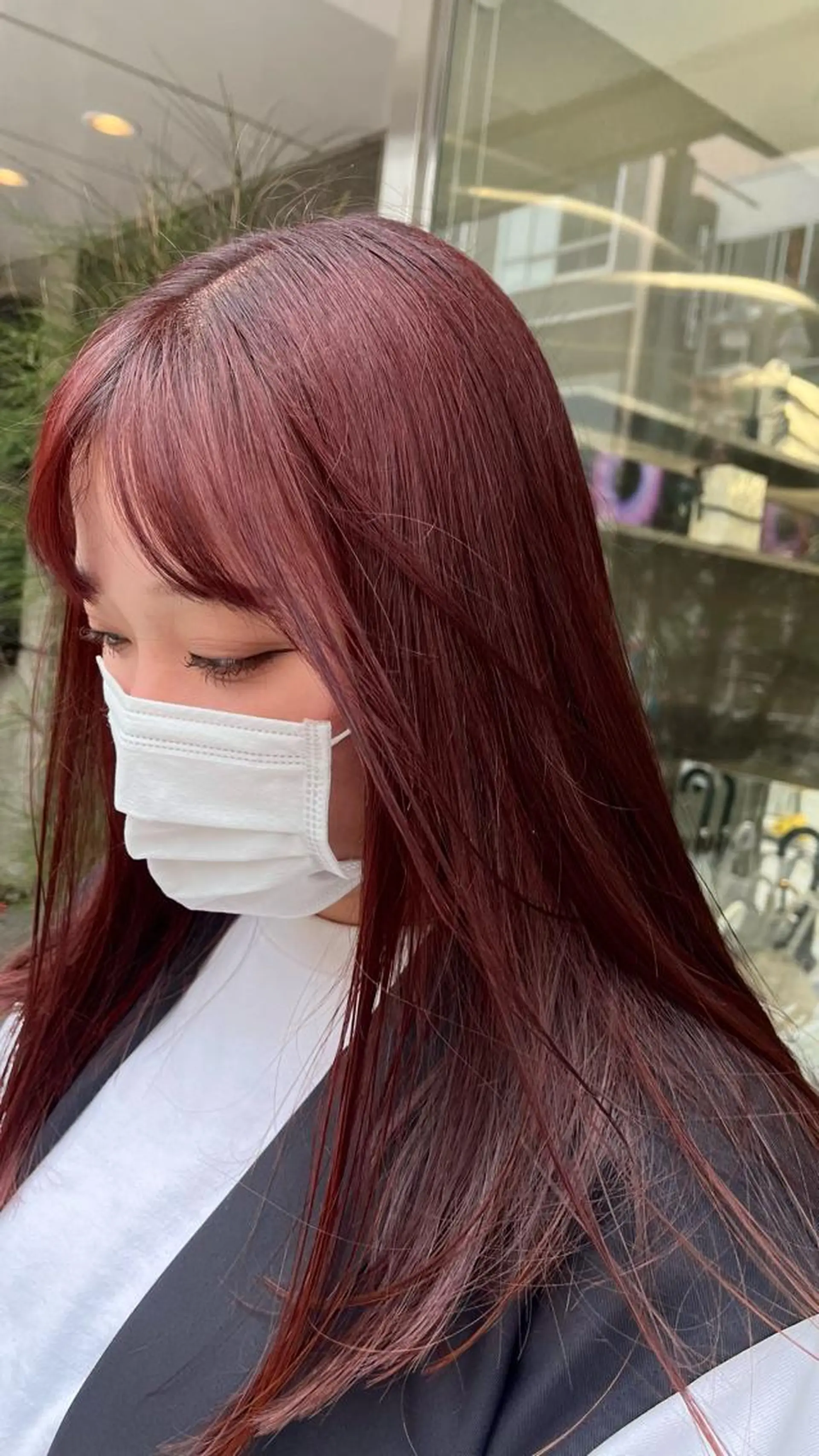 セミロング カラー マツエク・マツパ ブリーチ 韓国風カラー ブリーチなしカラー レッドカラー 韓国風マツエク ヘアカラー トリートメント mai🤍縮毛酸性ス トレート/アイリストのヘアスタイル