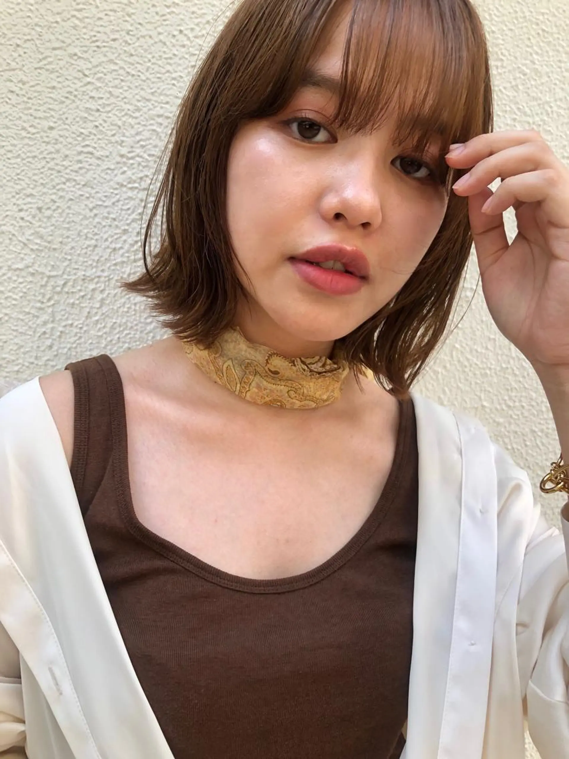 ミディアム カラー 🩰オリーブ/ ベージュ松本咲花🩰のヘアスタイル