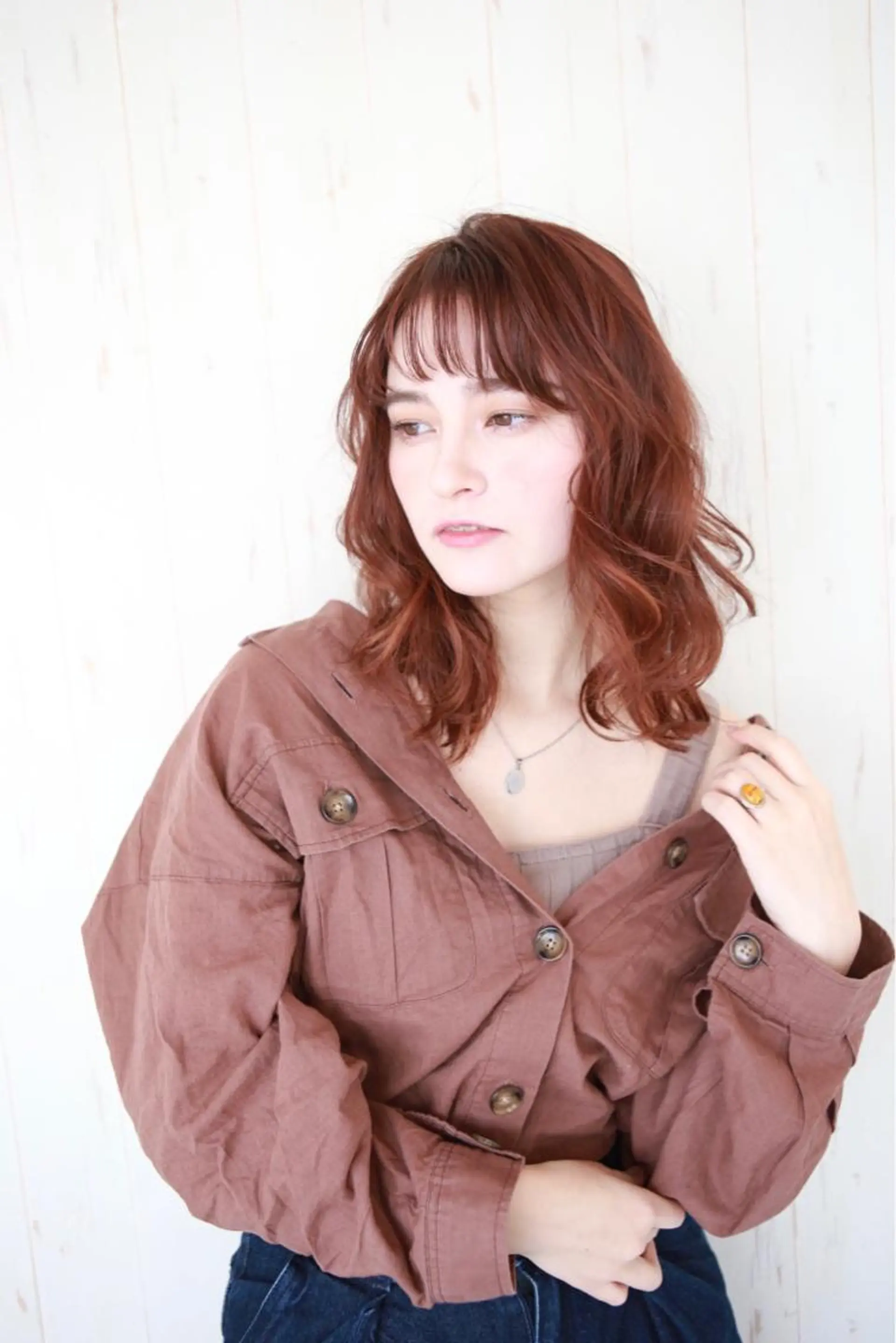 ミディアム カラー ブラウンカラー ピンクカラー ピンクブラウン 赤み消しカラー /透明感カラー 上長のヘアスタイル