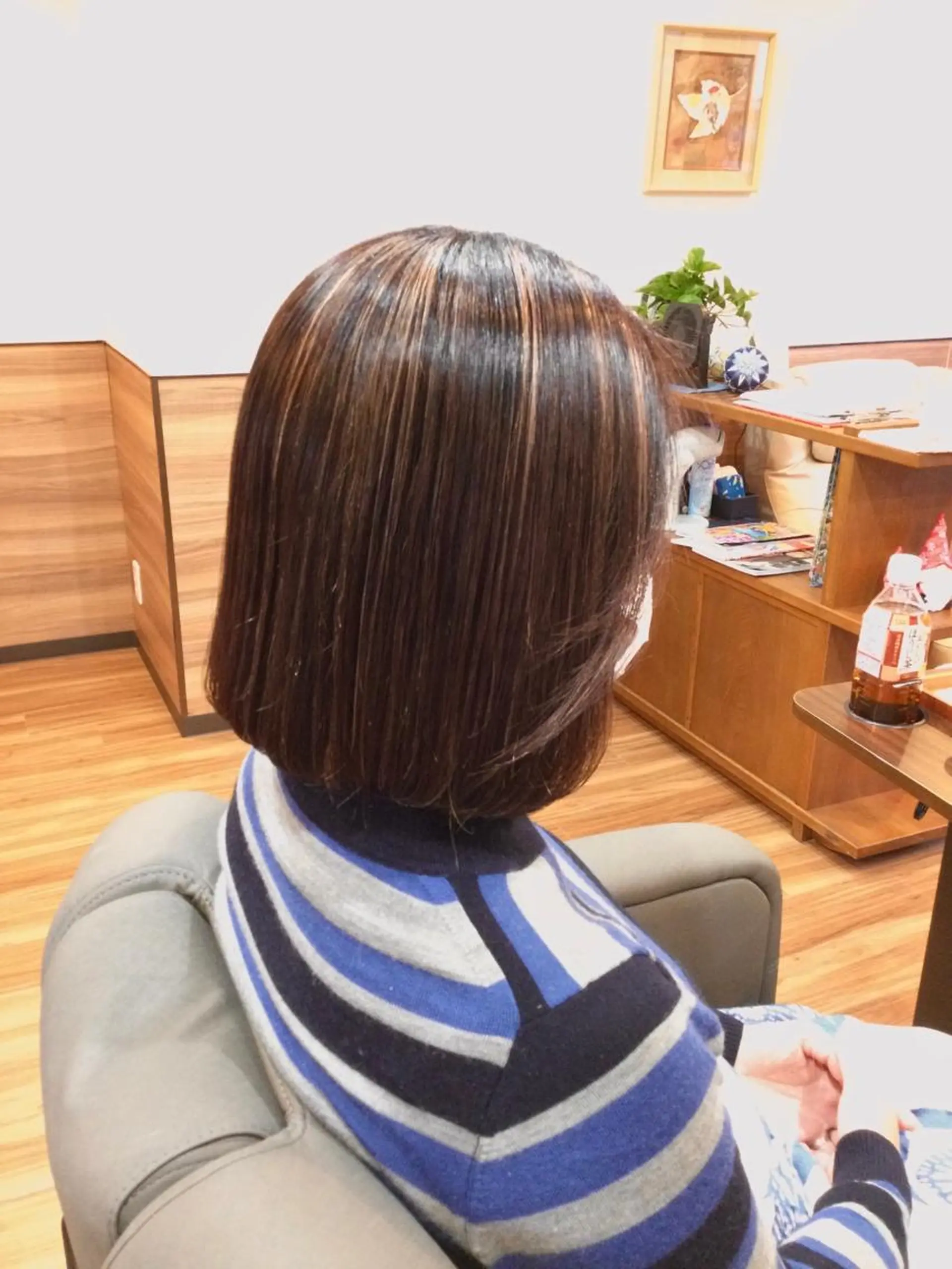 ミディアム カラー パーマ 髪質改善 縮毛矯正 トリートメント Annon プライベートサロンのヘアスタイル