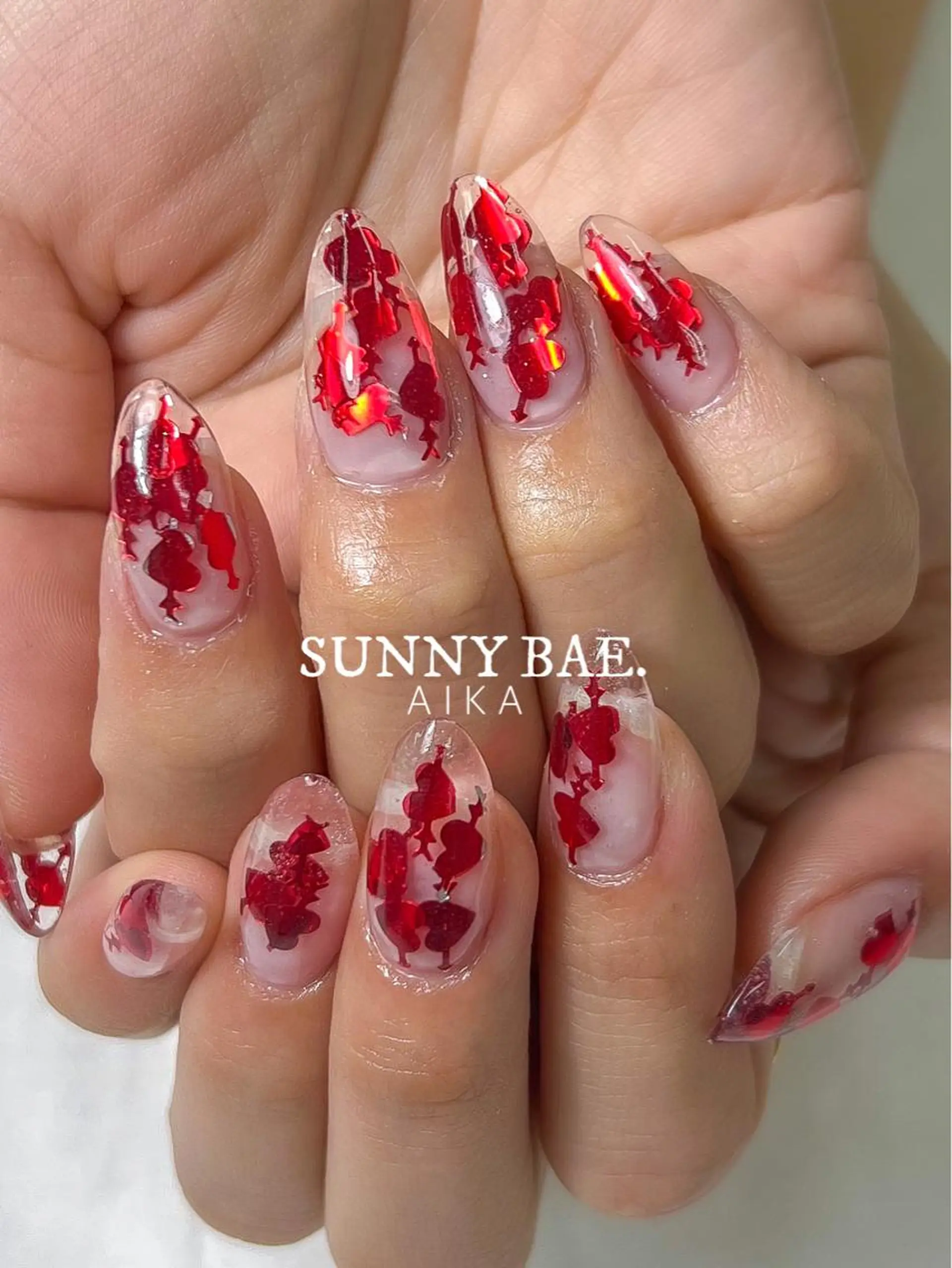 ミディアム ネイル アートネイル キラキラネイル ロングネイル スカルプネイル ショートネイル SUNNY BAE.所属・Made By AIKAのネイルデザイン