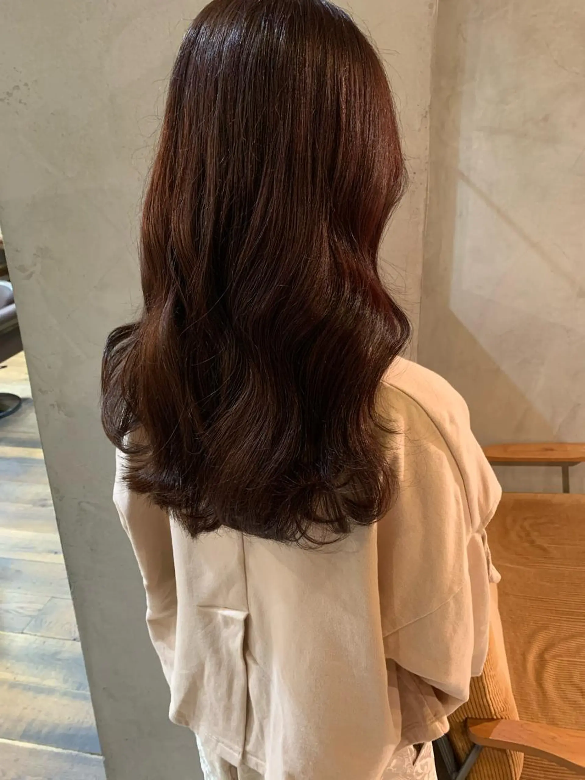 ロング オレンジブラウン レイヤー/韓国ヘア 杉浦結梨のヘアスタイル