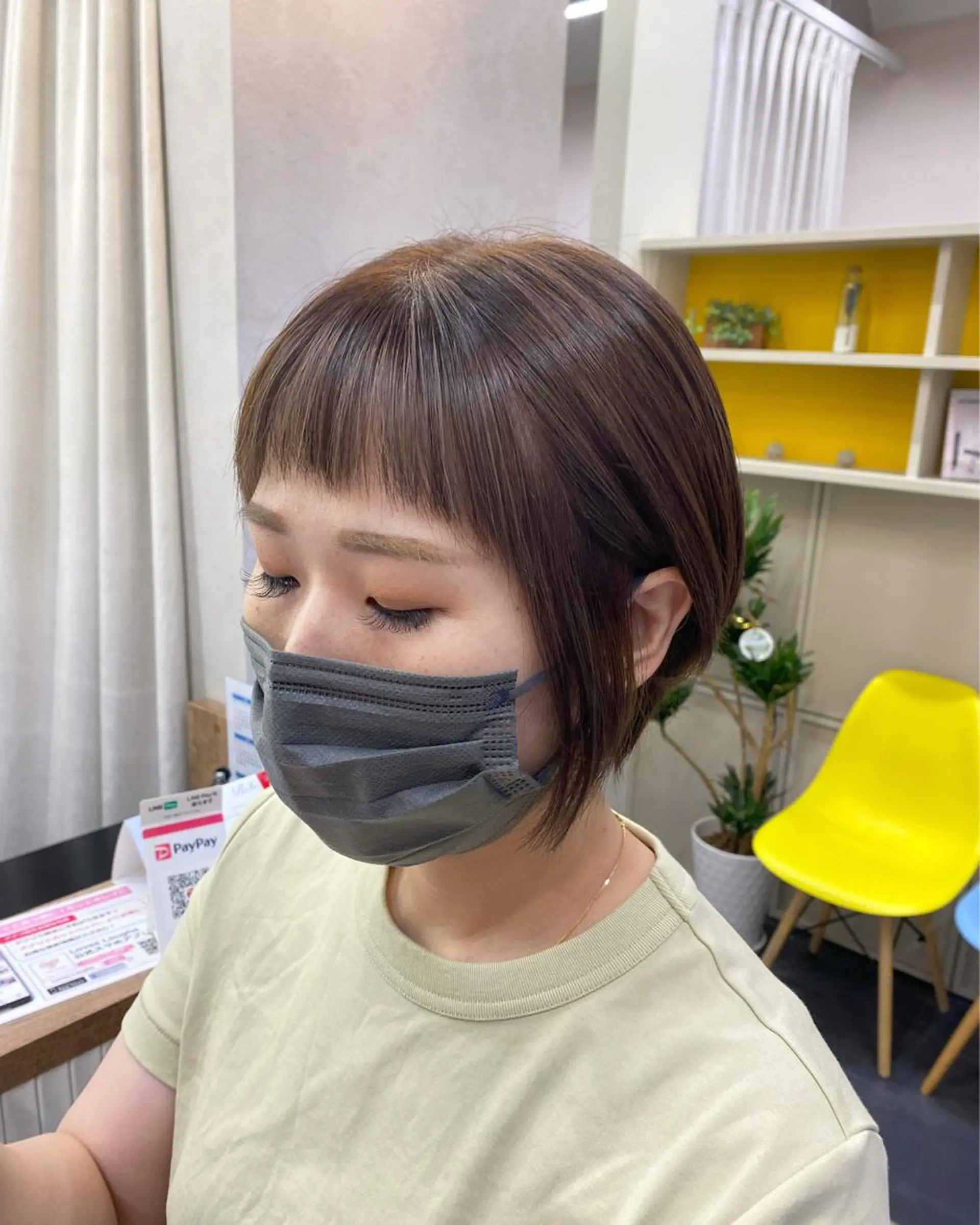 ショート カラー ミストバング  フェイスフレーミング Becky Lash 小倉店所属・アイブロウWAX 🌷モデル募集中🌷のマツエク・マツパデザイン