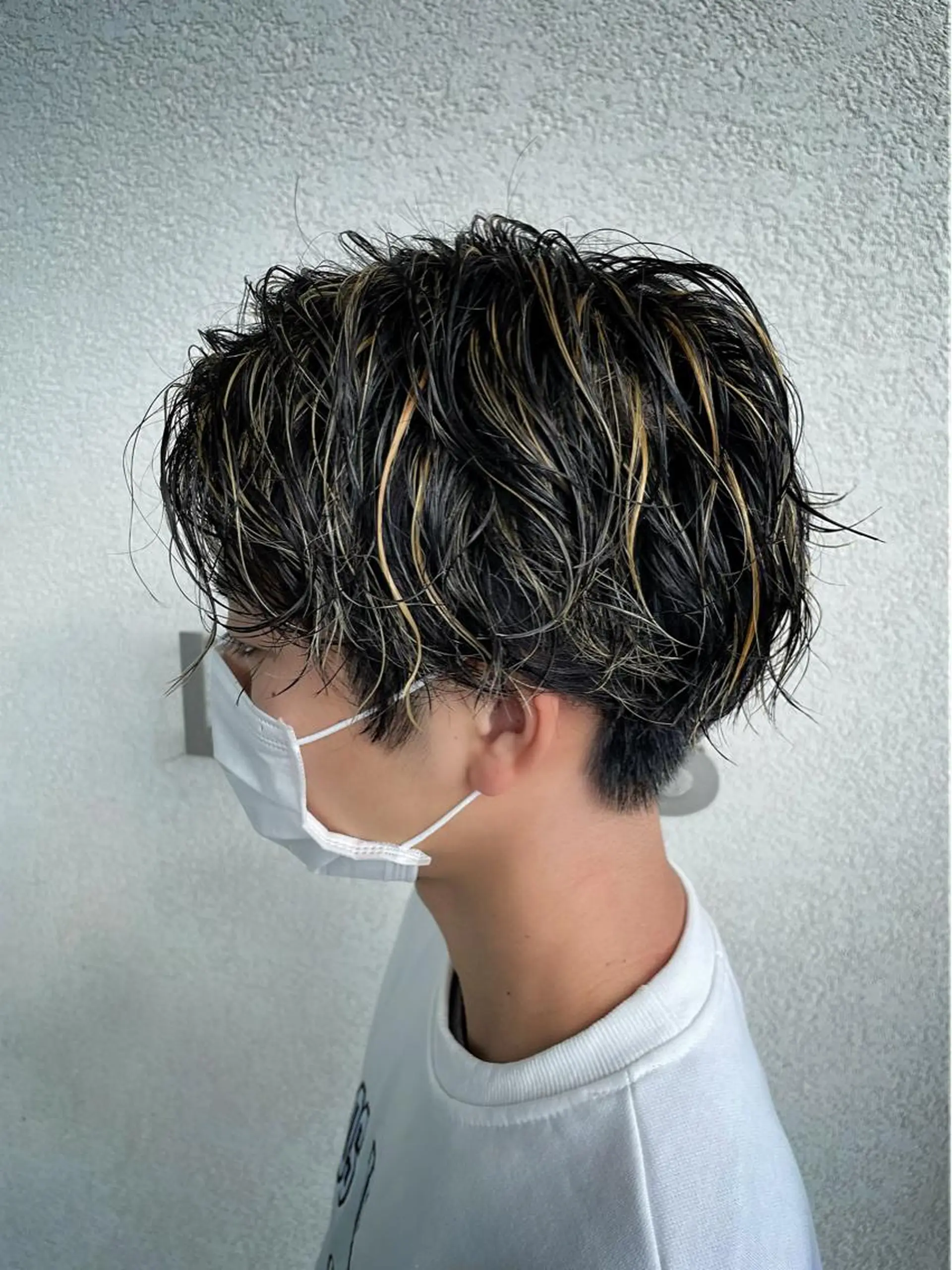 ミディアム カラー パーマ メンズ ミディアムパーマ メンズハイライト メンズパーマ ハイライトカラー ハイライト LAP.s所属・LAP.s 中嶋　諒のヘアスタイル