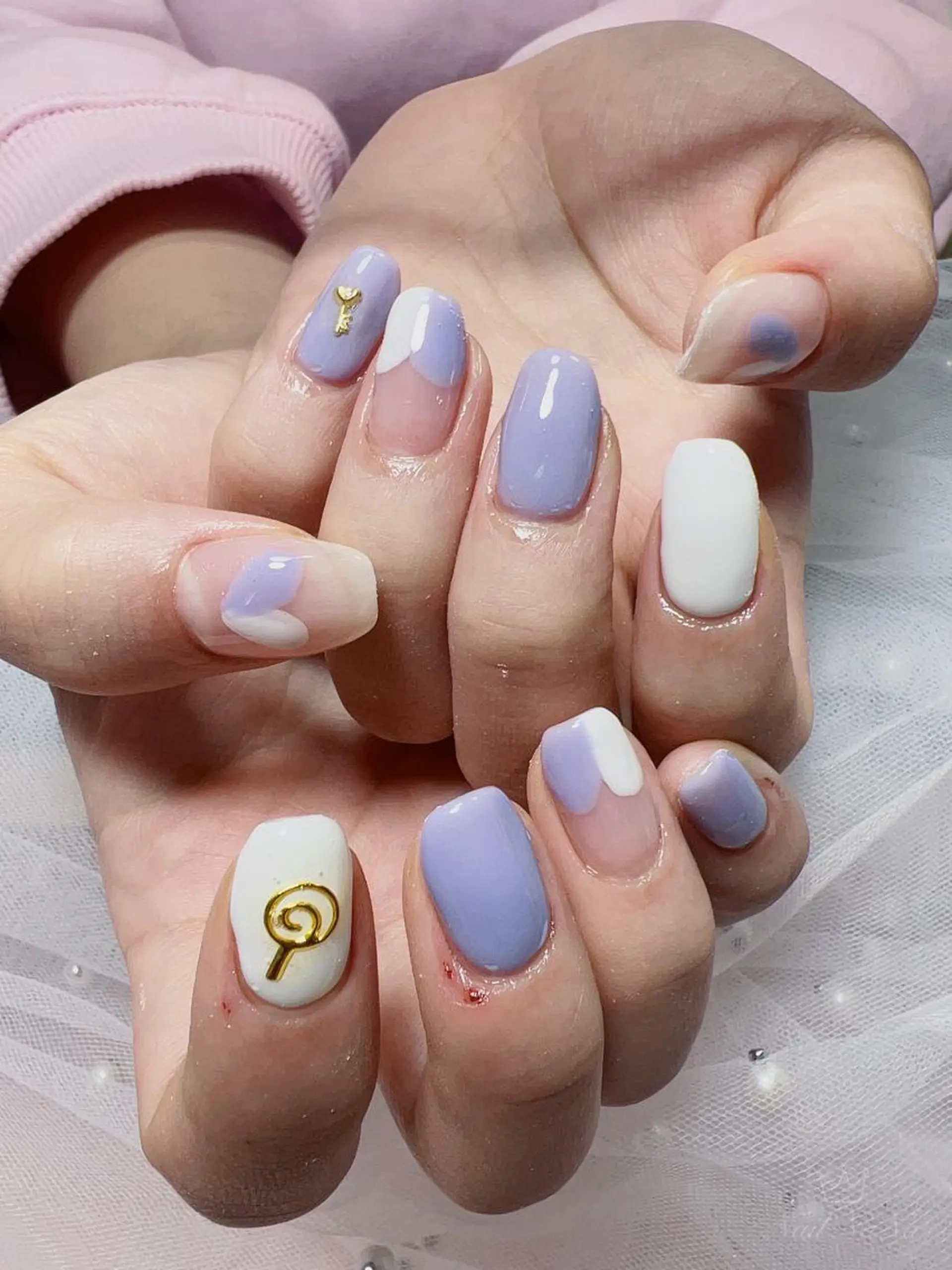ショート カラー ネイル ハート ハンドネイル Nail NaNaのネイルデザイン