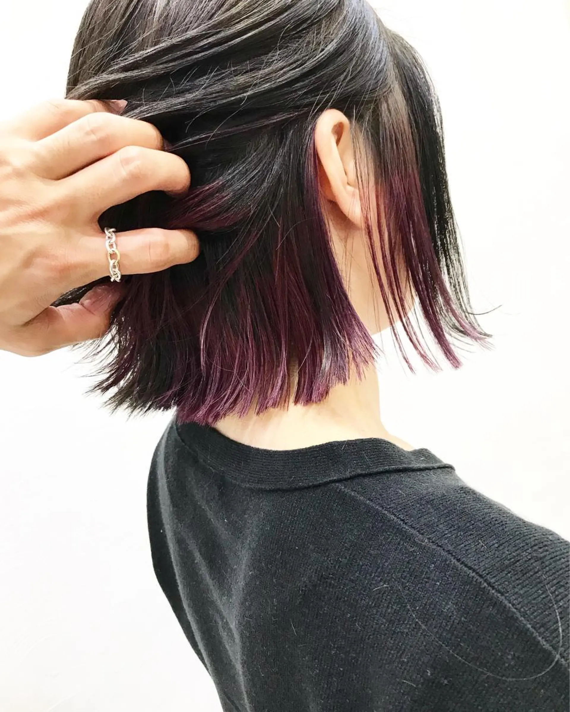 カラー アッシュ ダークアッシュ インナーカラー ピンクカラー バイオレットカラー Life salon SAKURAのヘアスタイル