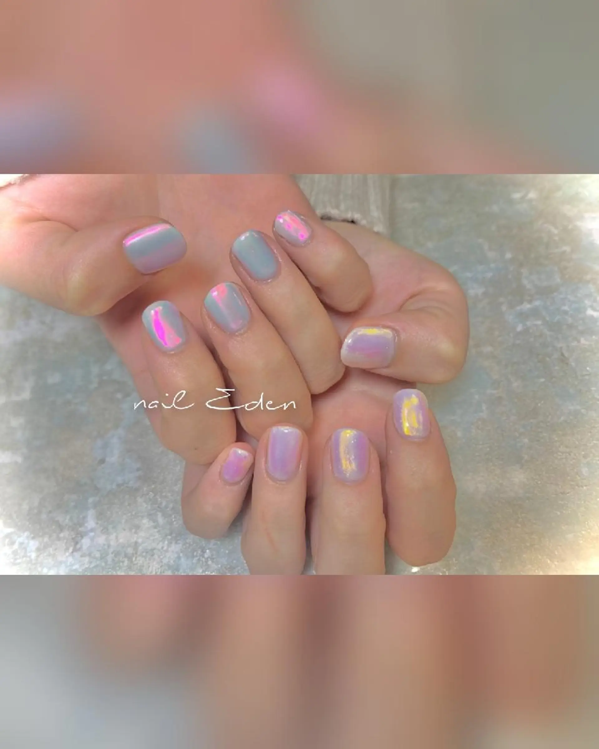 ネイル オーロラネイル ワンカラーネイル ハンドネイル ハンドケア Eden　private nail saron所属・Eden ♾️のネイルデザイン