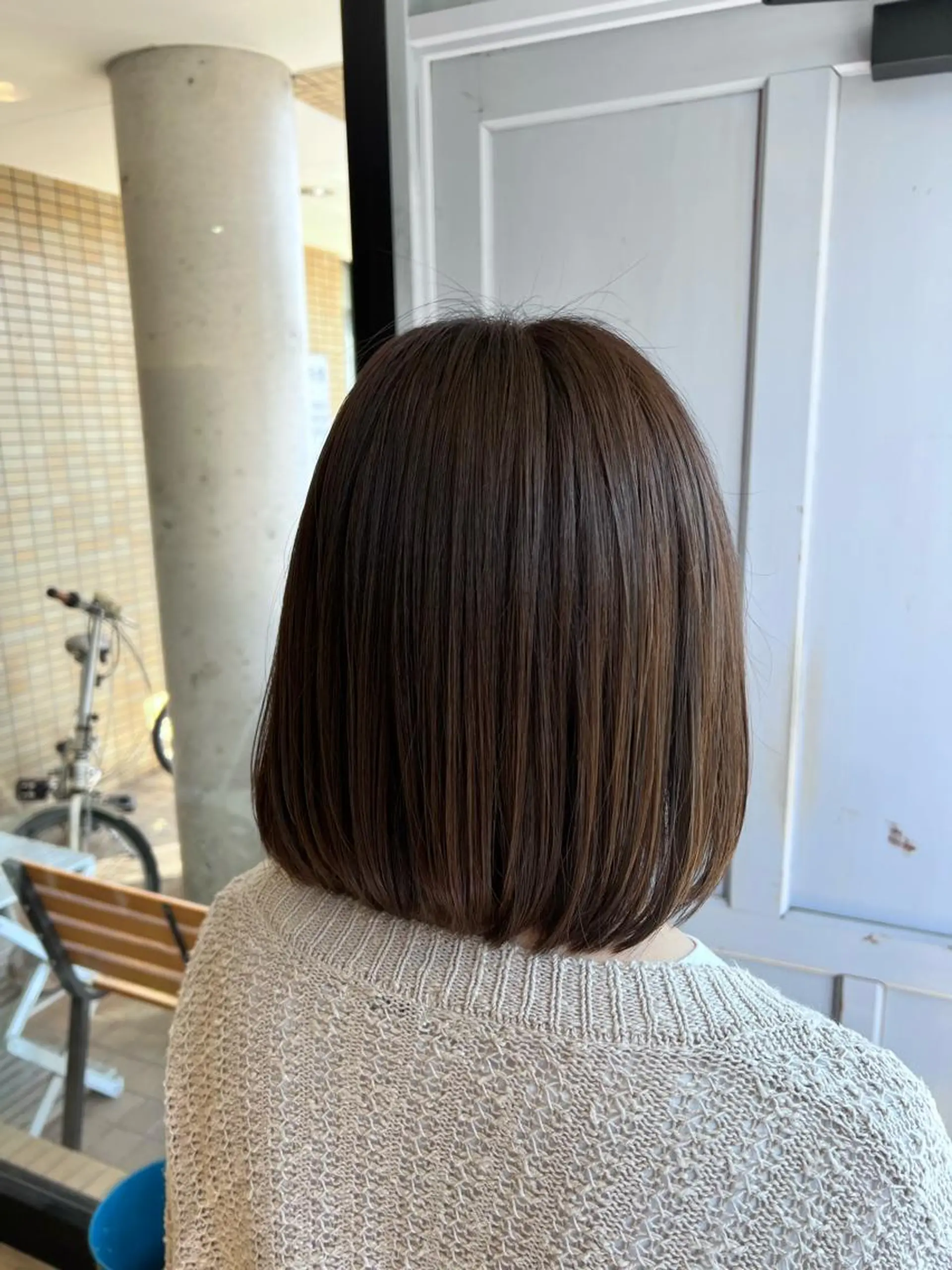 セミロング カラー アッシュ ベージュカラー ヘアカラー トリートメント ツキダテ ユイのヘアスタイル