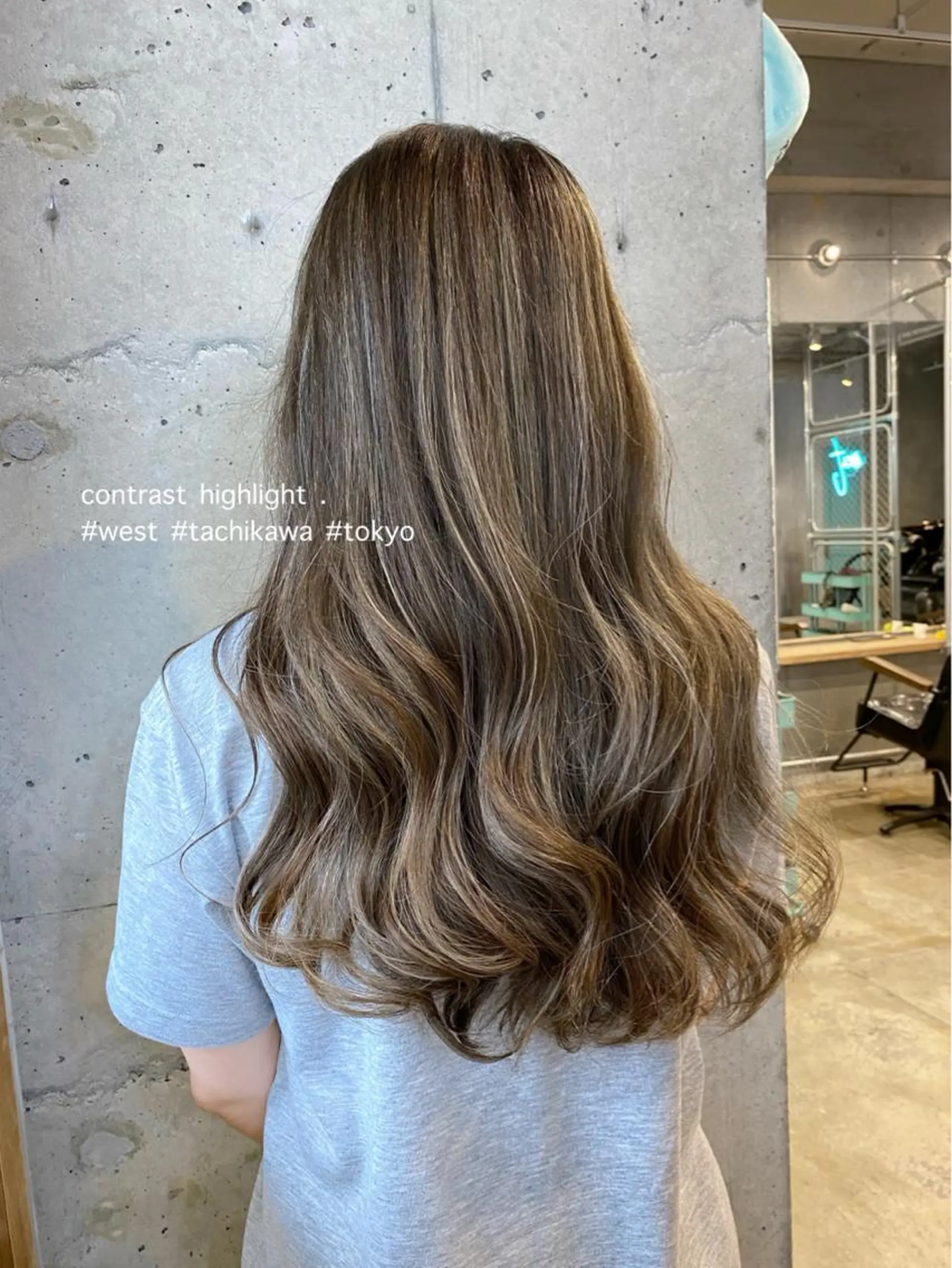 ロング カラー グレージュ ハイライトカラー 外国人風カラー ハイライト 学生 竹嶌 健吾のヘアスタイル