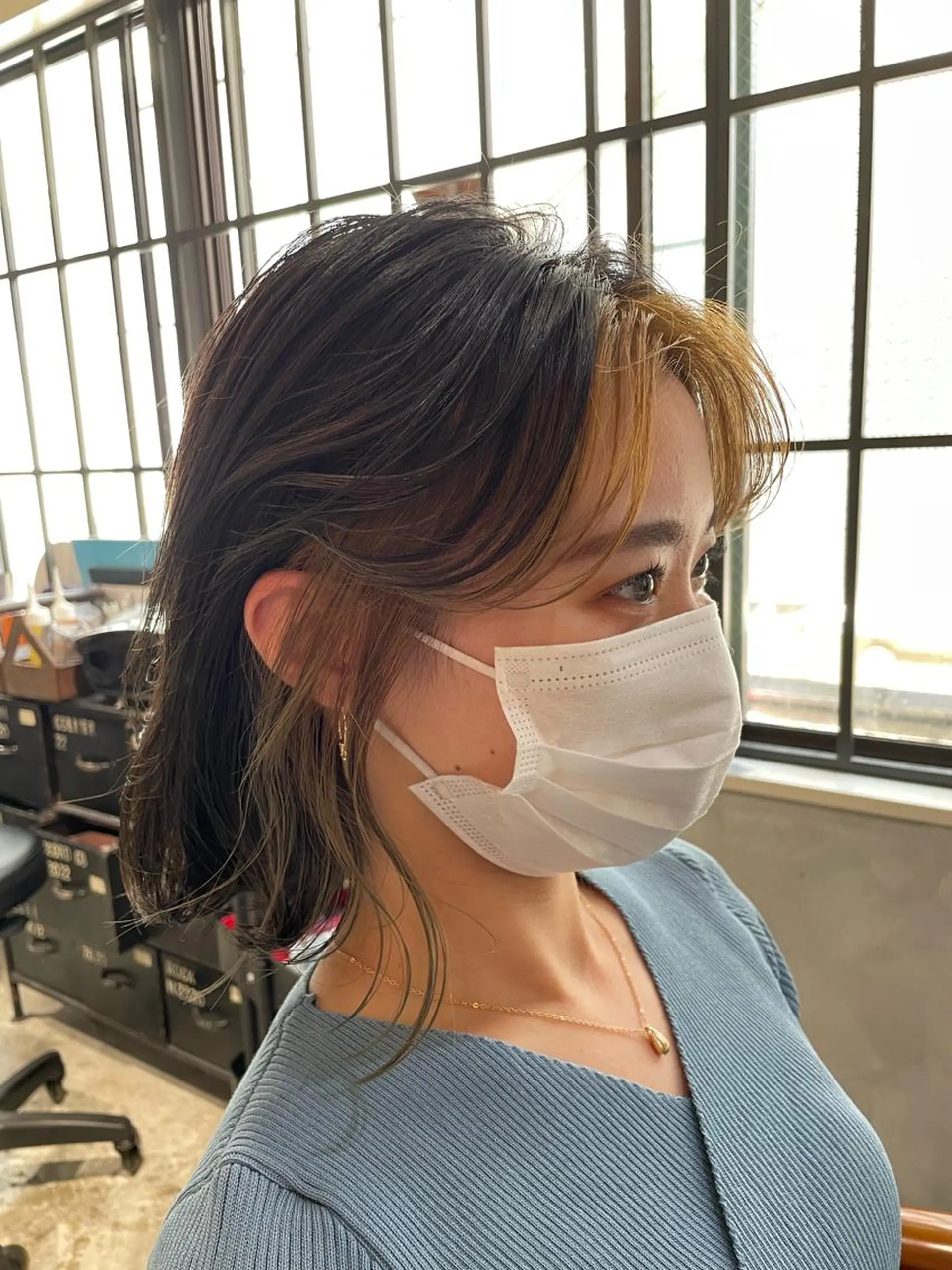 ミディアム 顔まわりレイヤー 韓国風ヘア レイヤーカット ローレイヤー 縮毛矯正 ヘアカラー トリートメント Masena所属・【必ず似合わせます】 川口航平のヘアスタイル