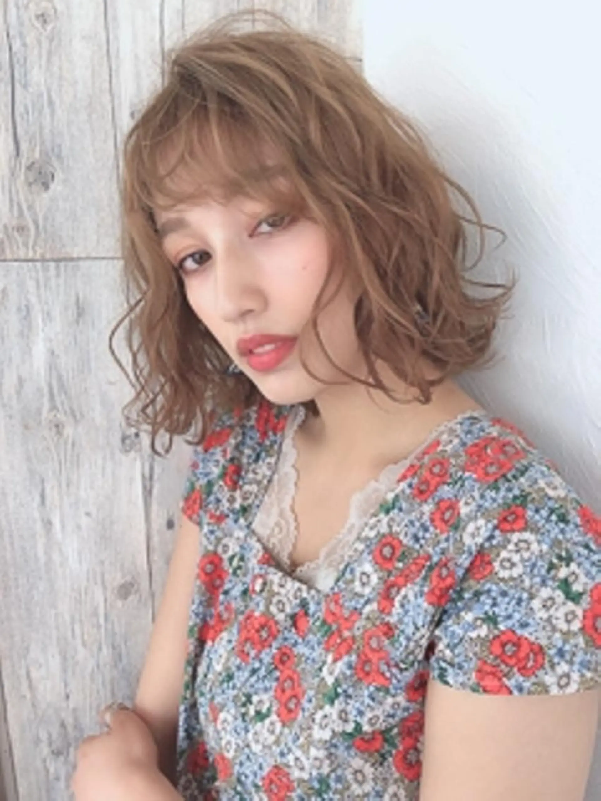 ミディアム カラー パーマ ミディアムパーマ 外国人風カラー 【23時まで営業】 酒井啓佑のヘアスタイル