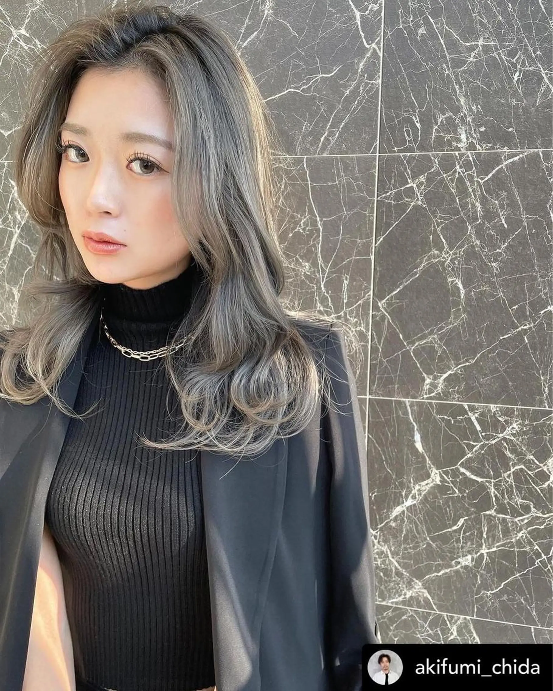 セミロング チダアキフミ Ash大森のヘアスタイル