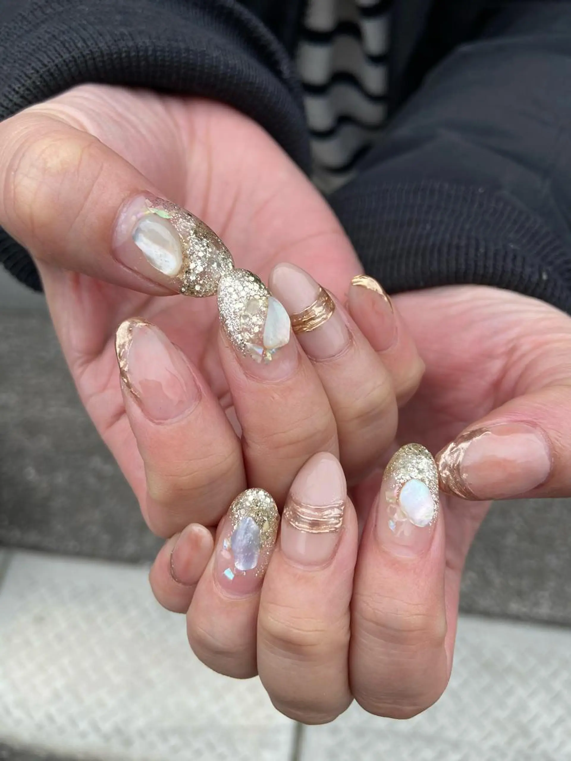 ネイル アートネイル ラメ(グリッター) 持ち込み ニュアンスネイル . unffのネイルデザイン