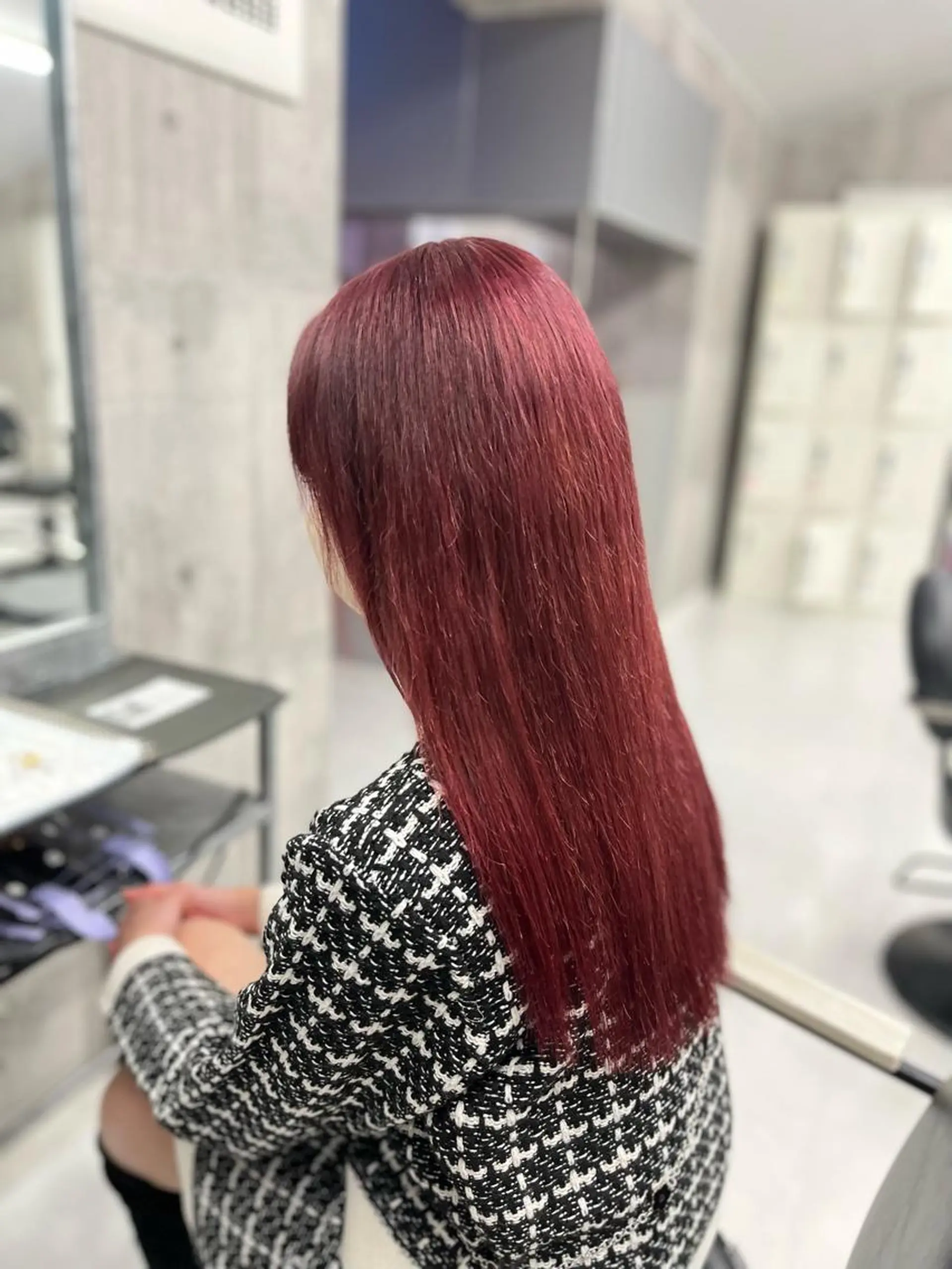 ロング カラー カシス ピンクカラー メンズ特化/パーマ/ 骨格矯正カット/真人のヘアスタイル